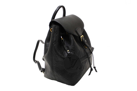 Authentic Louis Vuitton Black Monogram Empreinte Montsouris Backpack