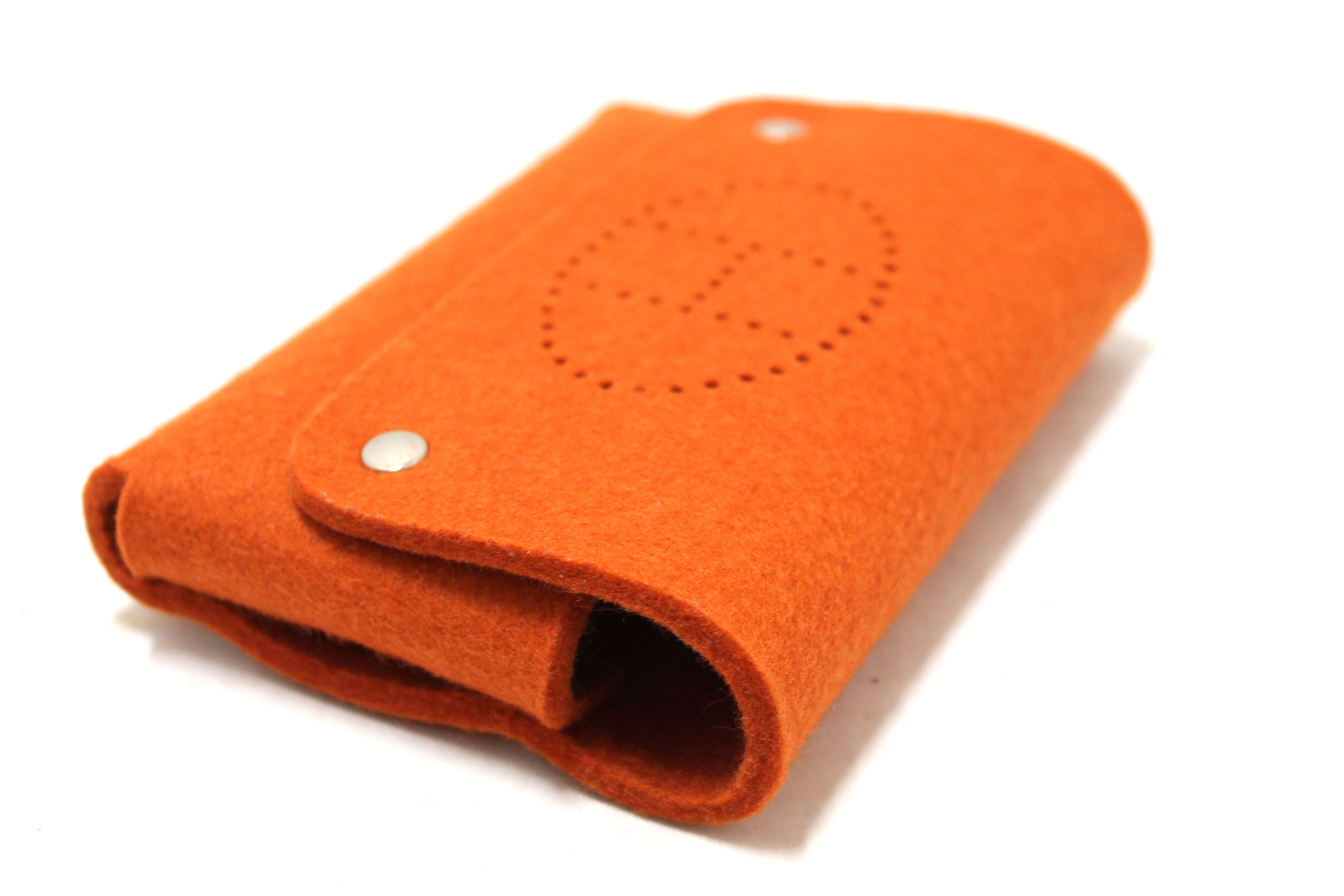 Authentic Hermes Ettuart GM Pouch  Felt Orange Fittings Playing Card Case Accessory