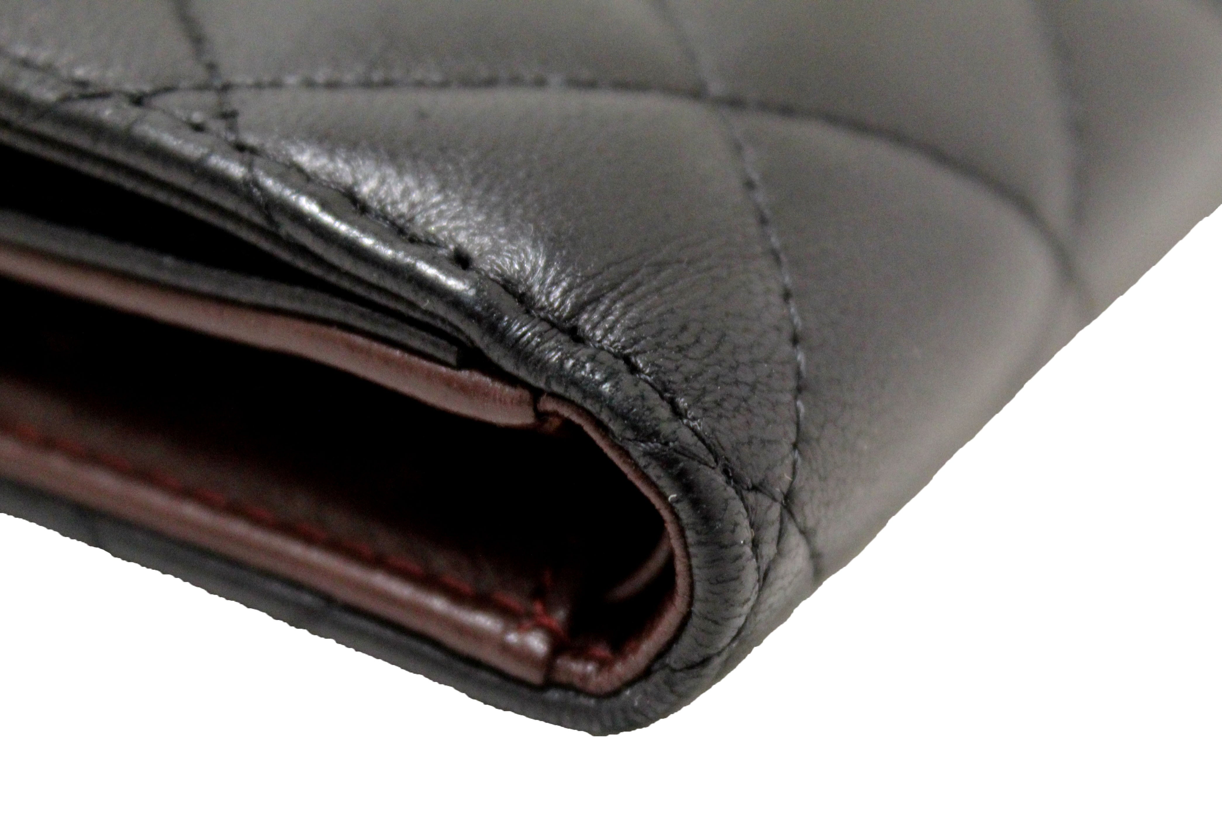 Authentic Chanel Black Quilted Lambskin Leather Classic Small Flap Wallet