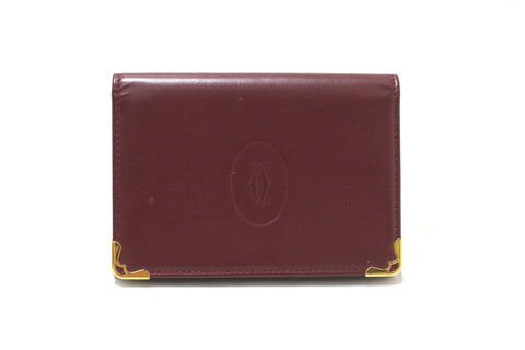 Authentic Cartier Vintage Burgandy Calfskin Leather Card Case