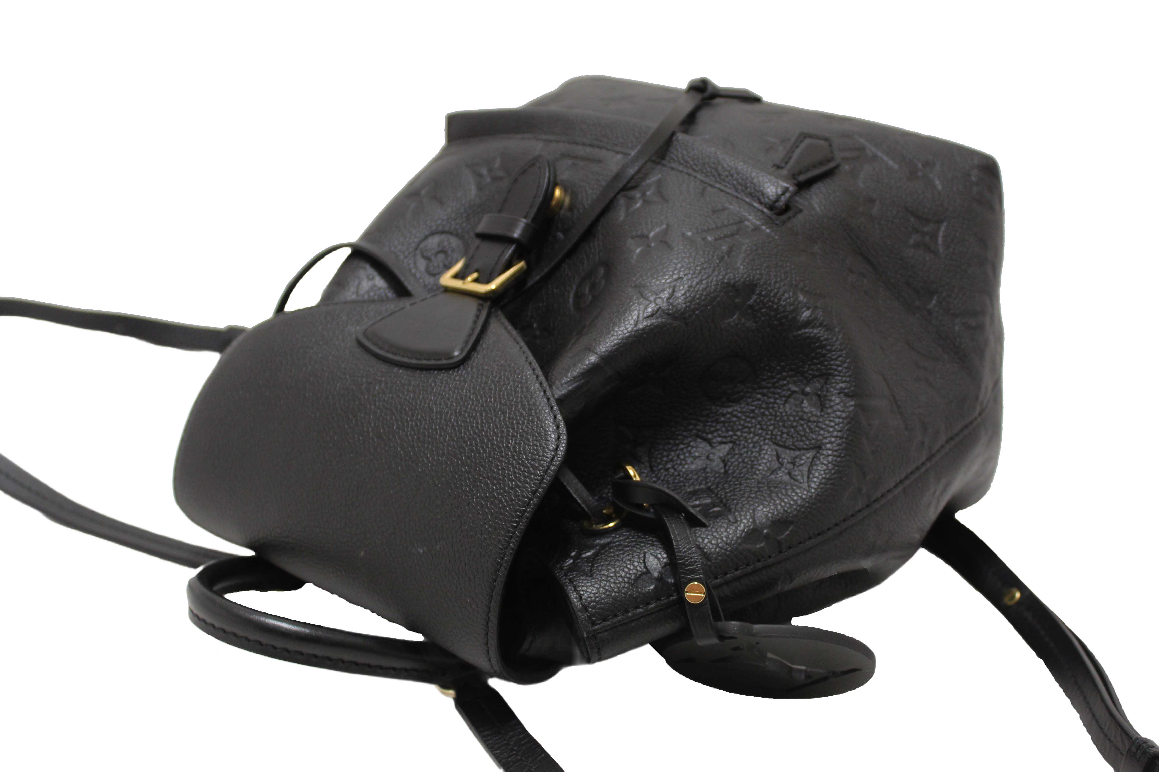 Authentic Louis Vuitton Black Monogram Empreinte Montsouris Backpack