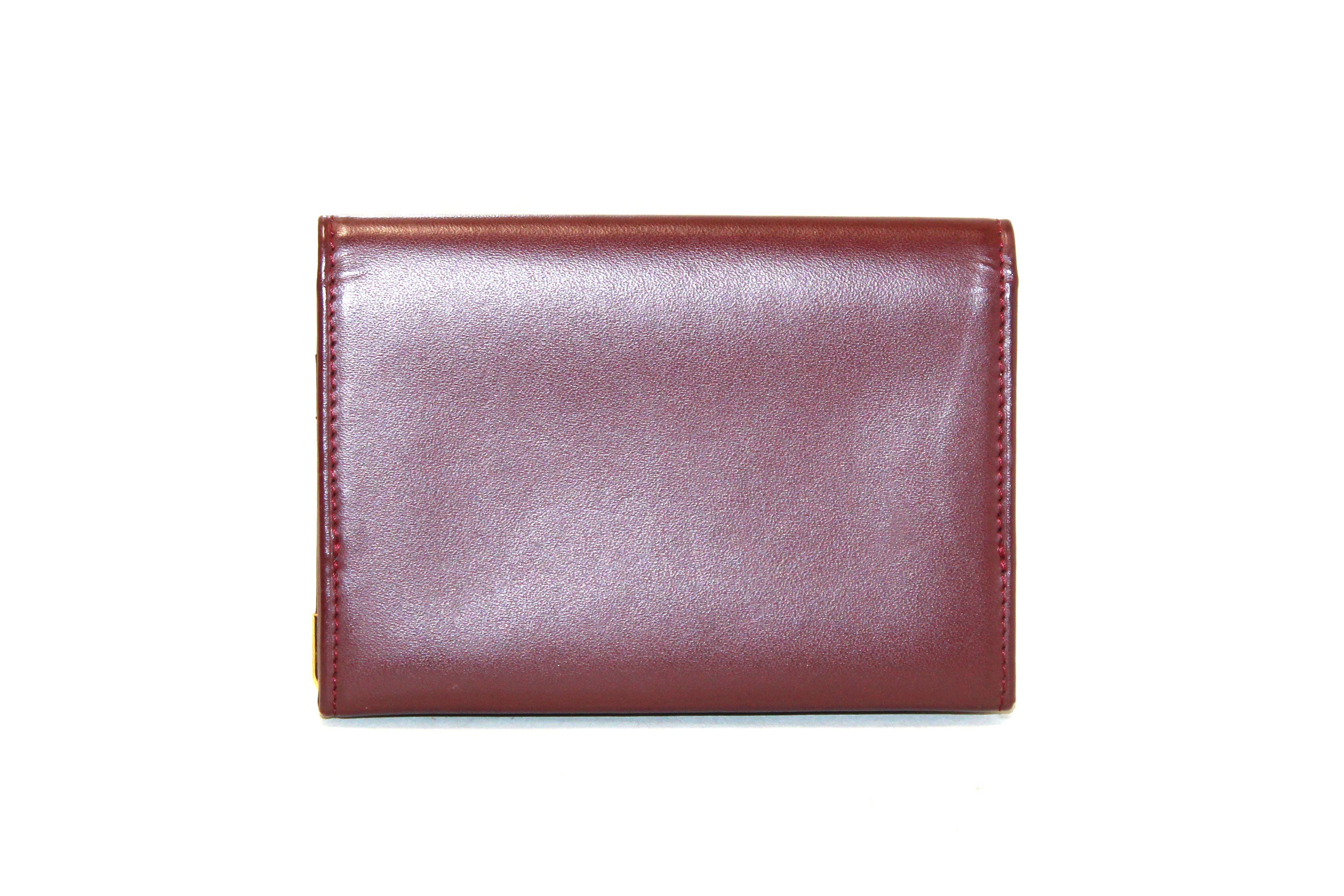 Authentic Cartier Vintage Burgandy Calfskin Leather Card Case