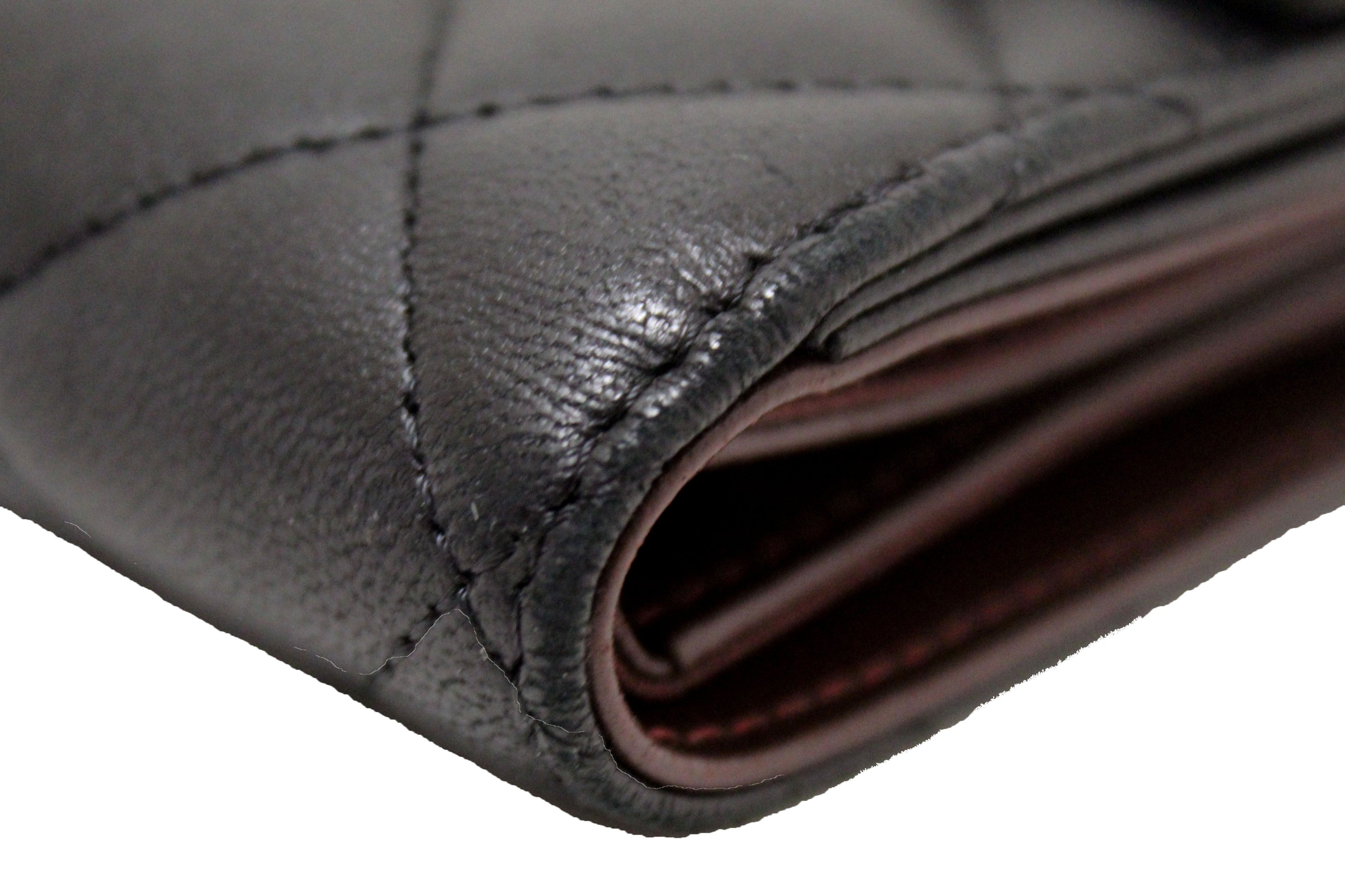 Authentic Chanel Black Quilted Lambskin Leather Classic Small Flap Wallet