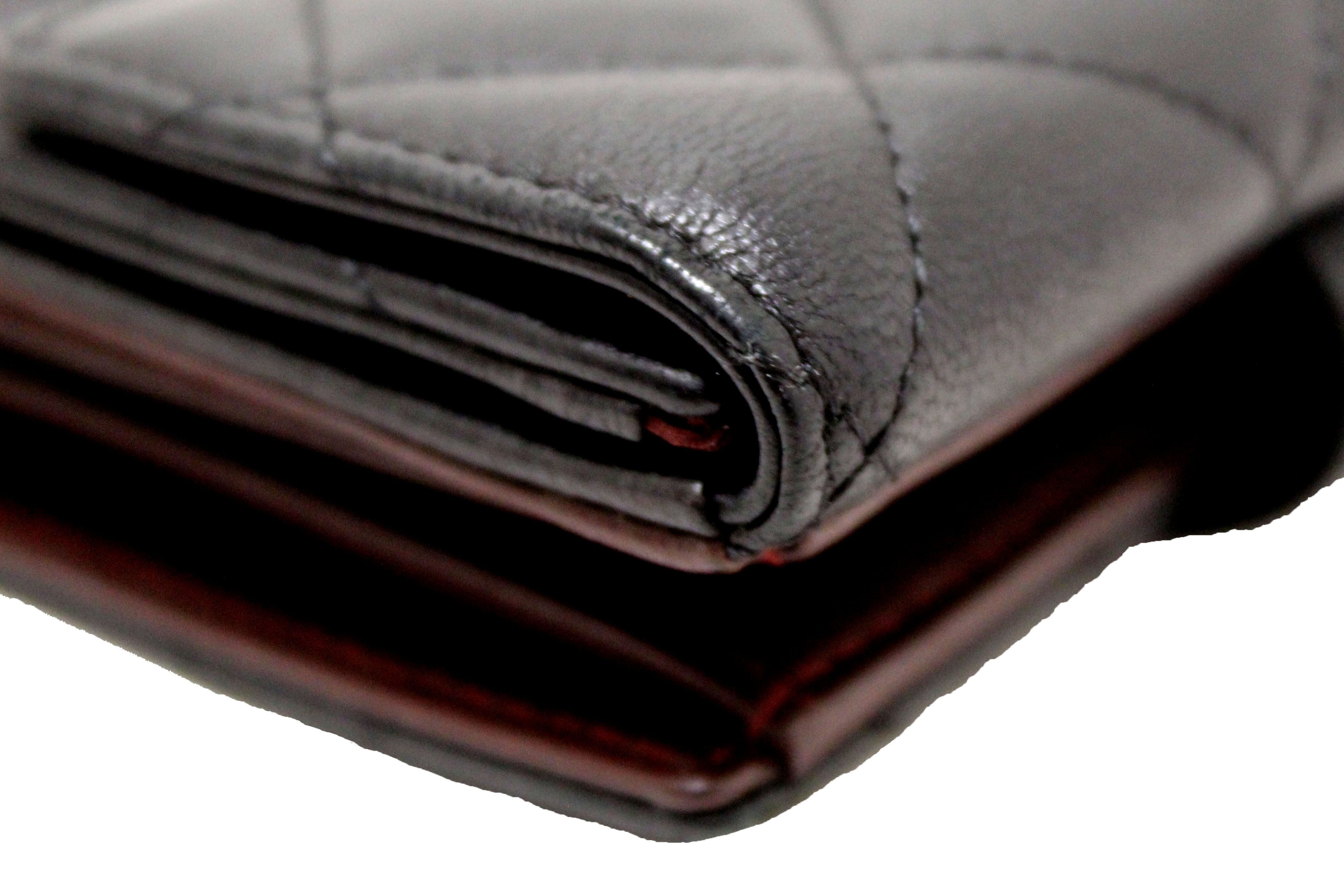 Authentic Chanel Black Quilted Lambskin Leather Classic Small Flap Wallet