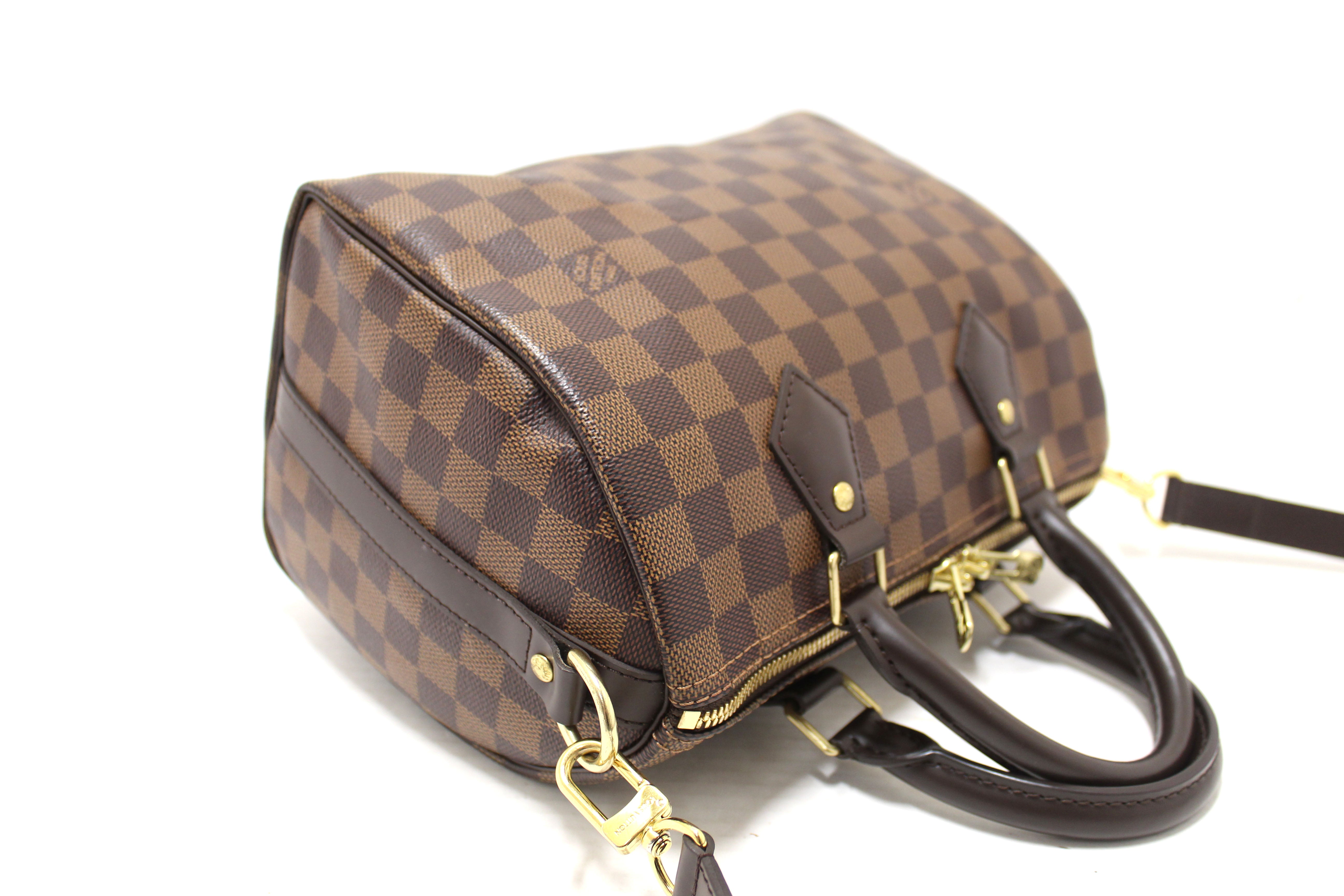 Authentic Louis Vuitton Damier Ebene Speedy 25 Bandouliere Bag