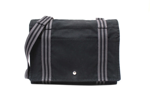 Authentic Hermes Black Toile Fourre Tout Herline Messenger Bag