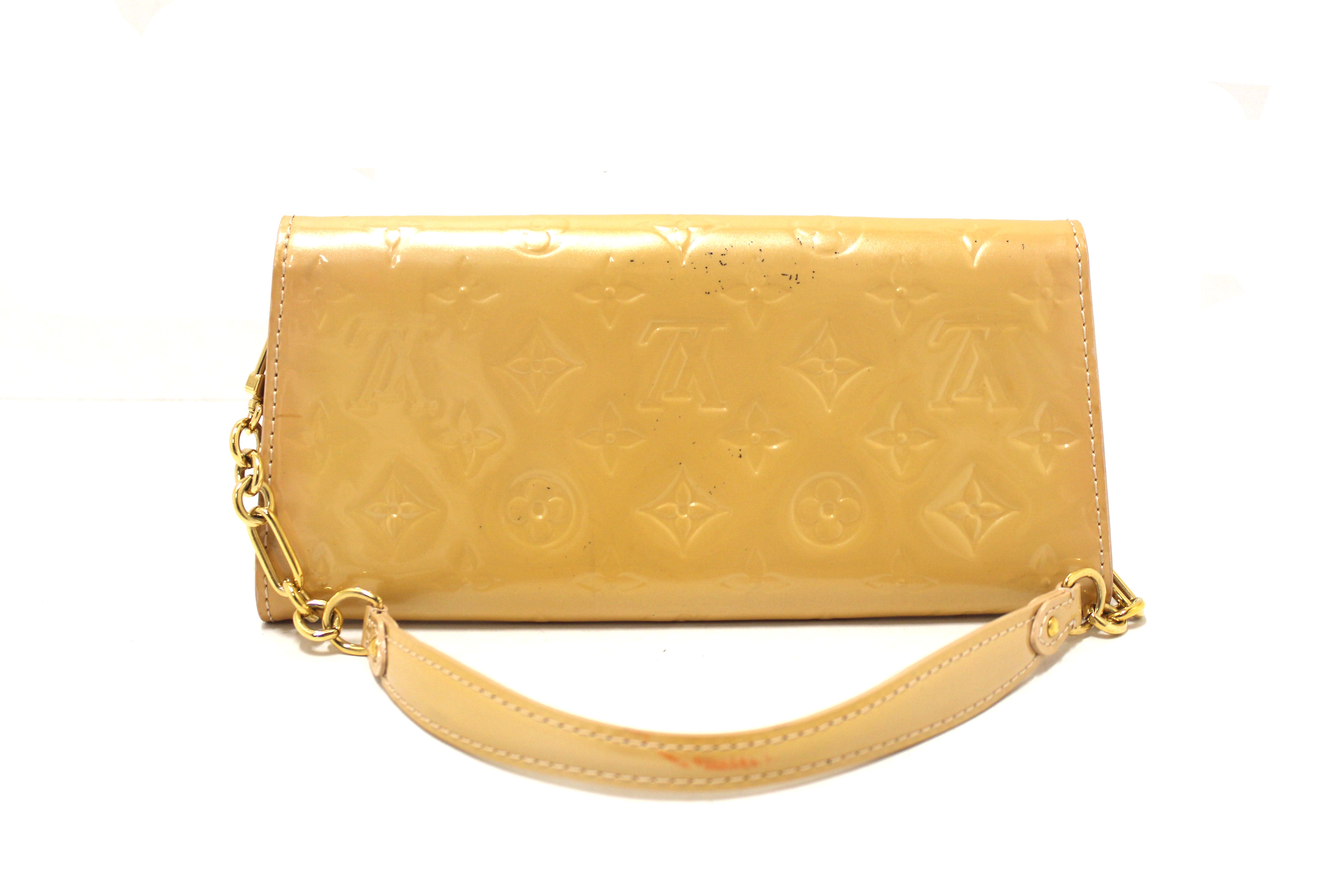 Authentic Louis Vuitton Vernis Monogram Beige Sunset Boulevard Clutch Shoulder Bag