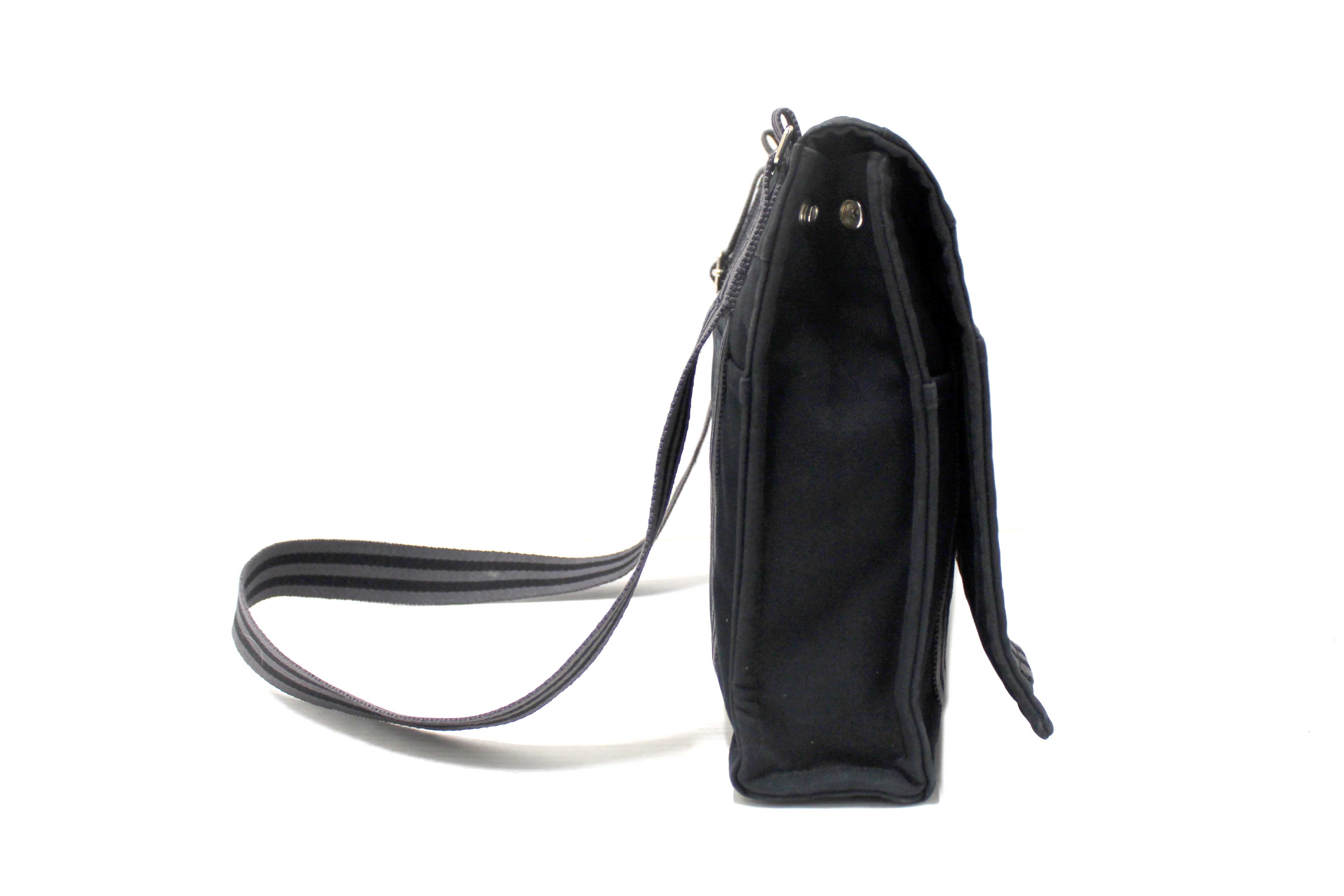Authentic Hermes Black Toile Fourre Tout Herline Messenger Bag