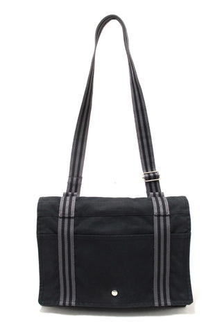 Authentic Hermes Black Toile Fourre Tout Herline Messenger Bag