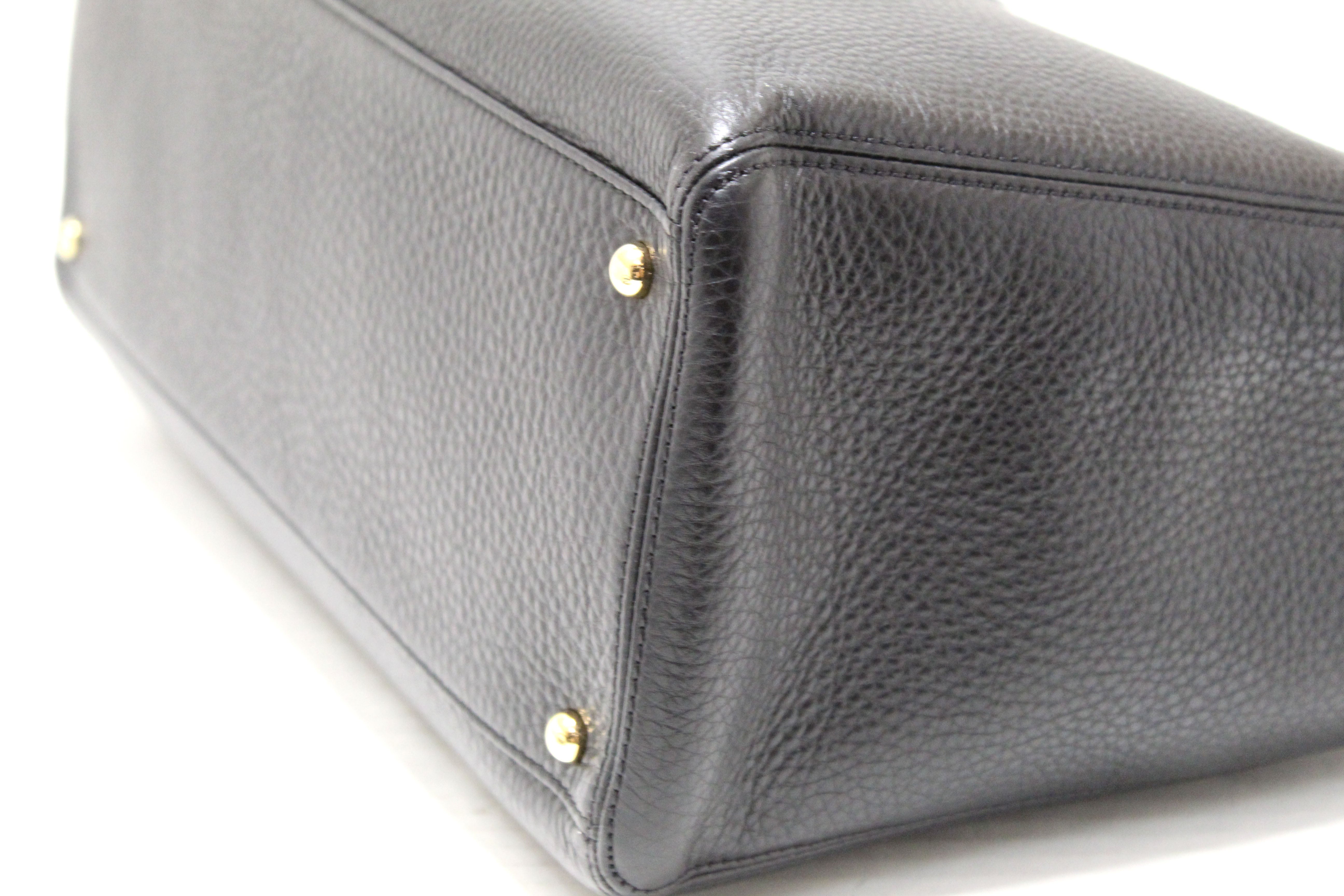 Authentic Chanel Black Calfskin Cerf Executive Shopper Shoulder Tote Bag