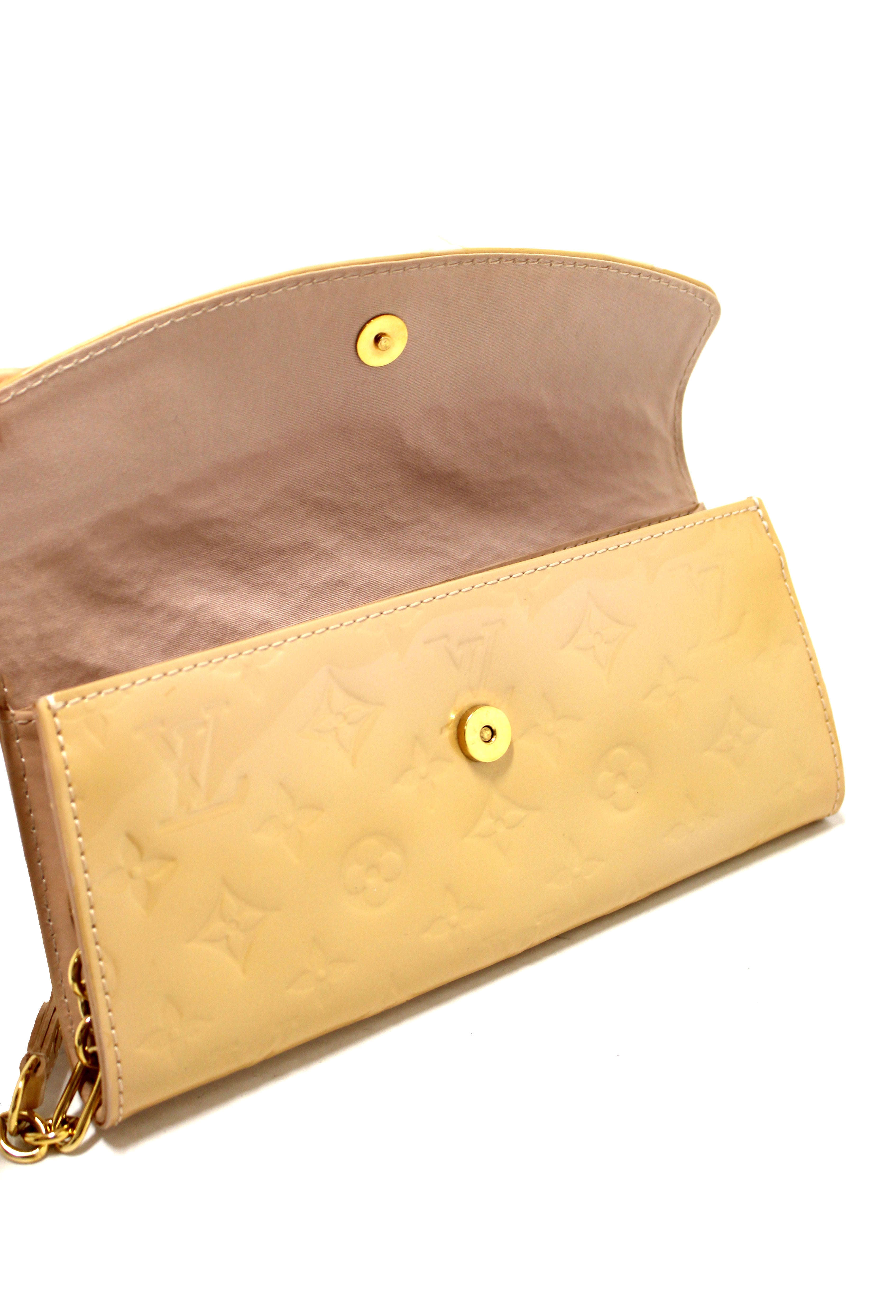 Authentic Louis Vuitton Vernis Monogram Beige Sunset Boulevard Clutch Shoulder Bag