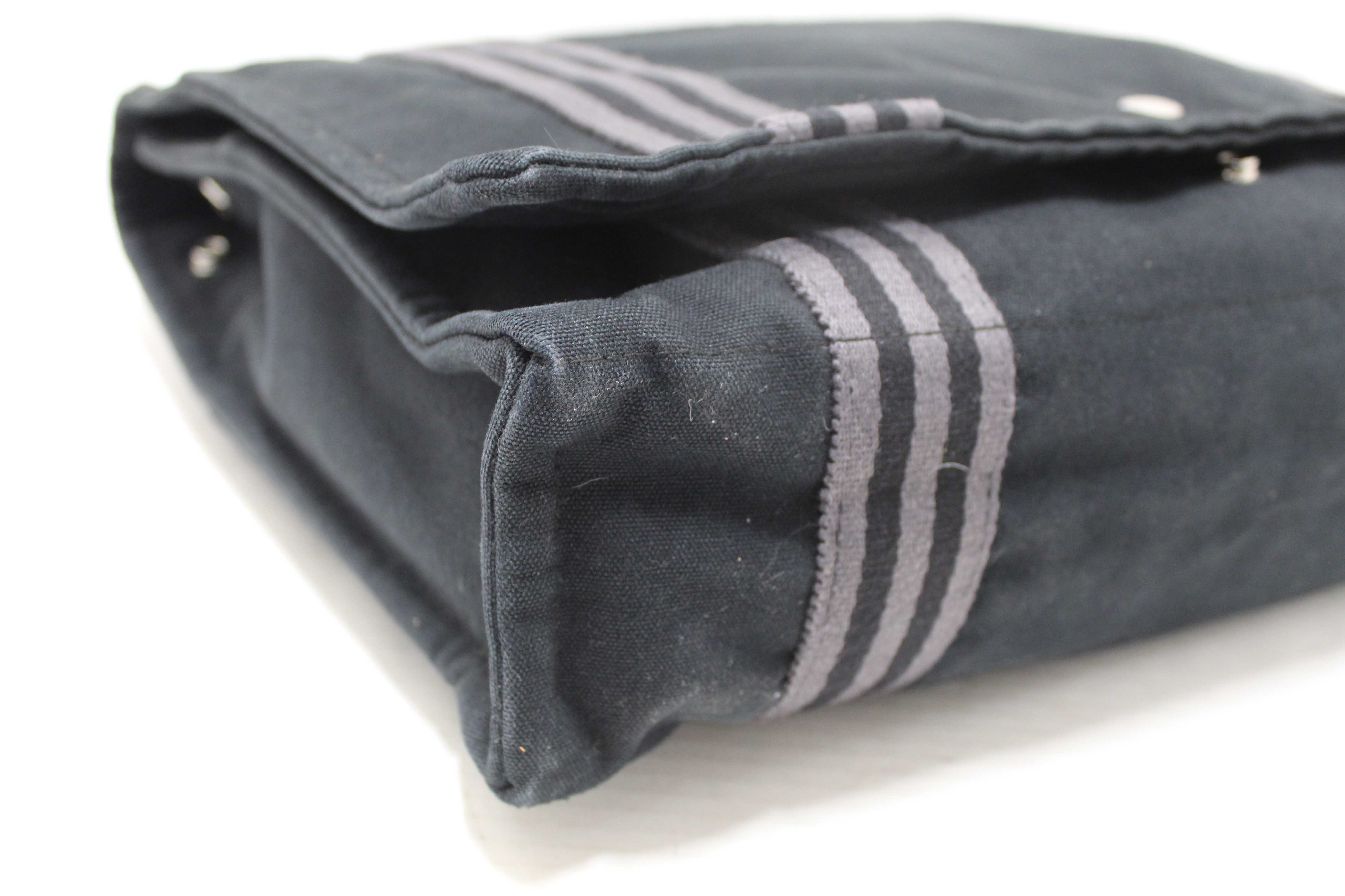Authentic Hermes Black Toile Fourre Tout Herline Messenger Bag