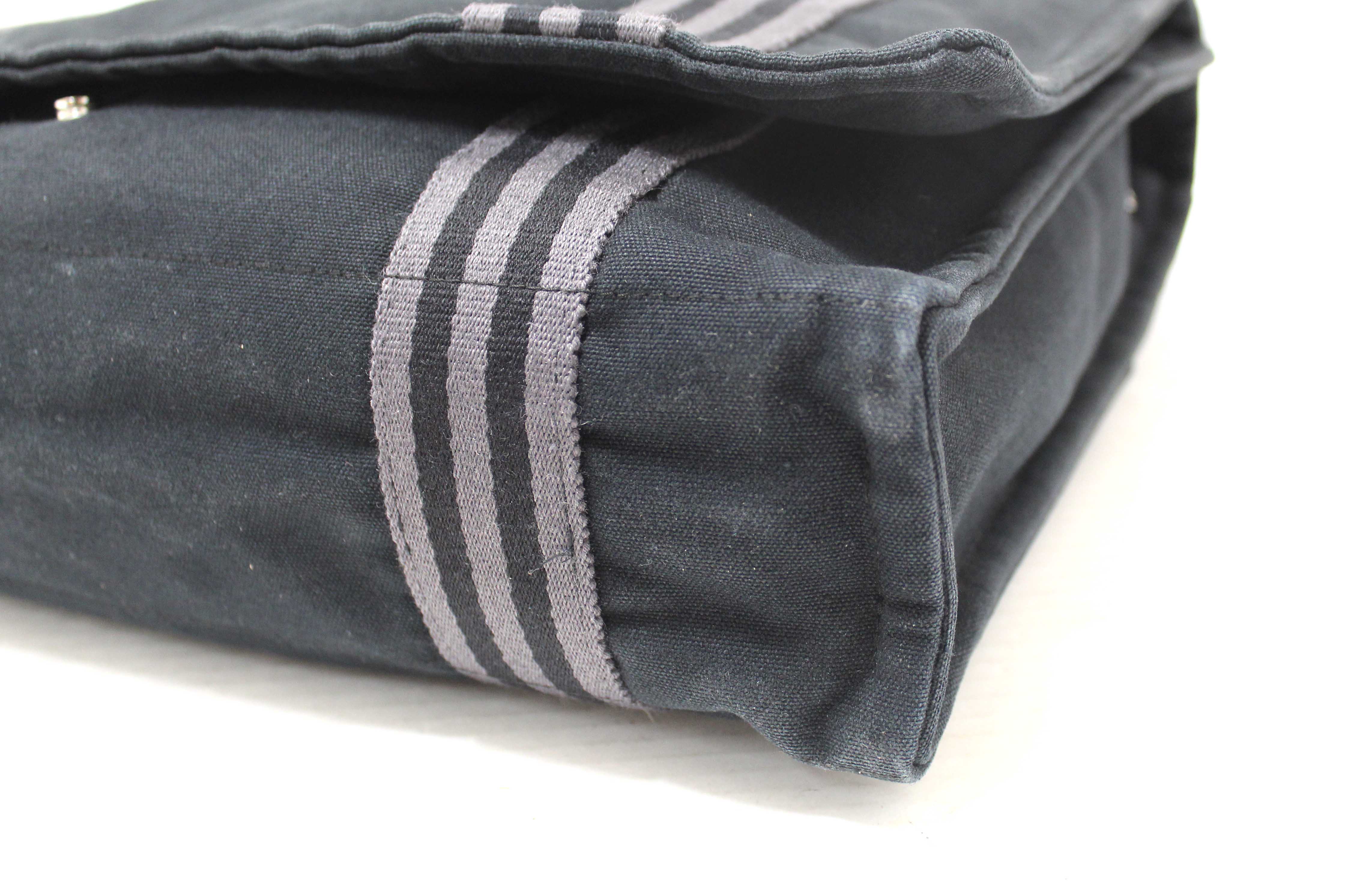 Authentic Hermes Black Toile Fourre Tout Herline Messenger Bag