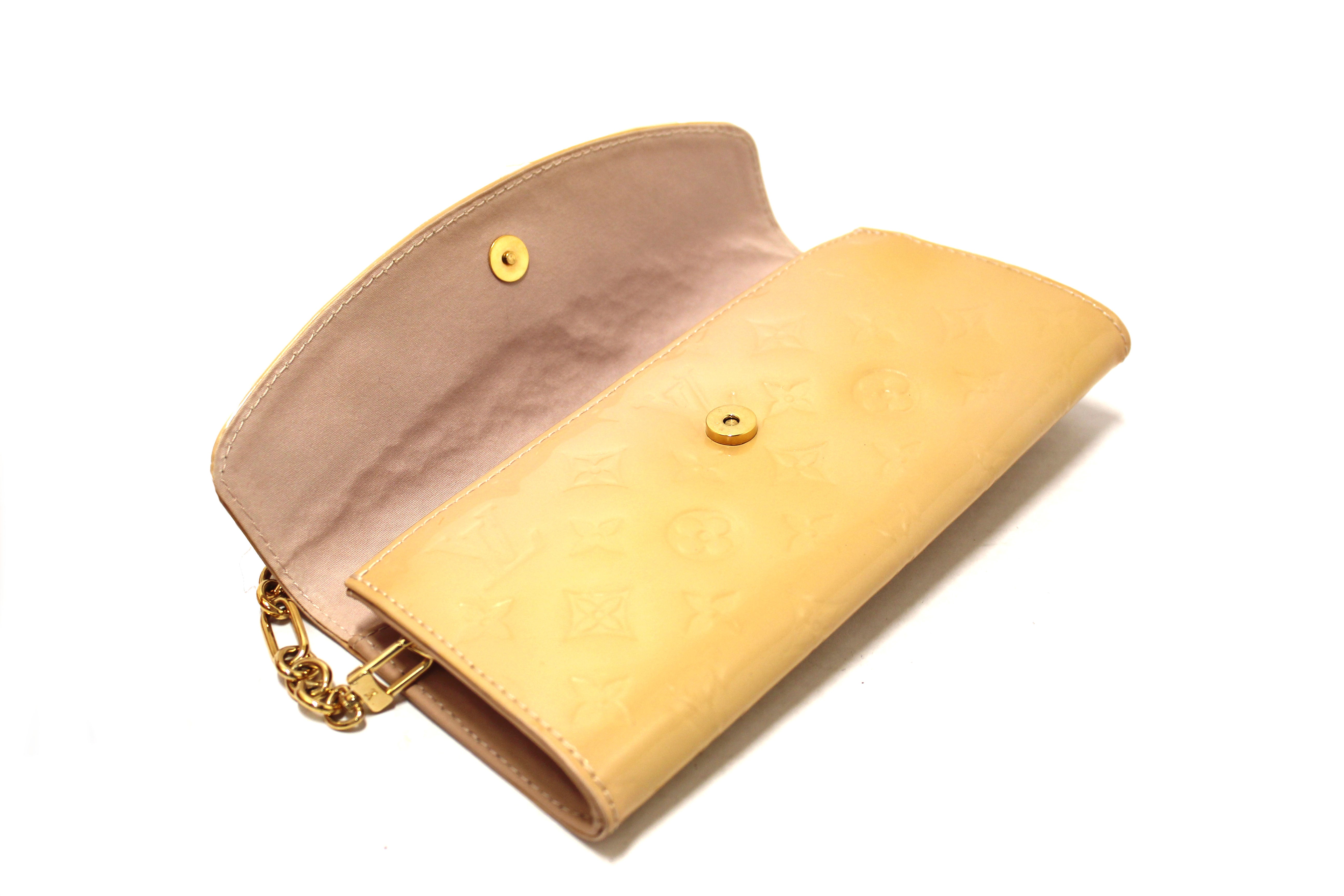 Authentic Louis Vuitton Vernis Monogram Beige Sunset Boulevard Clutch Shoulder Bag