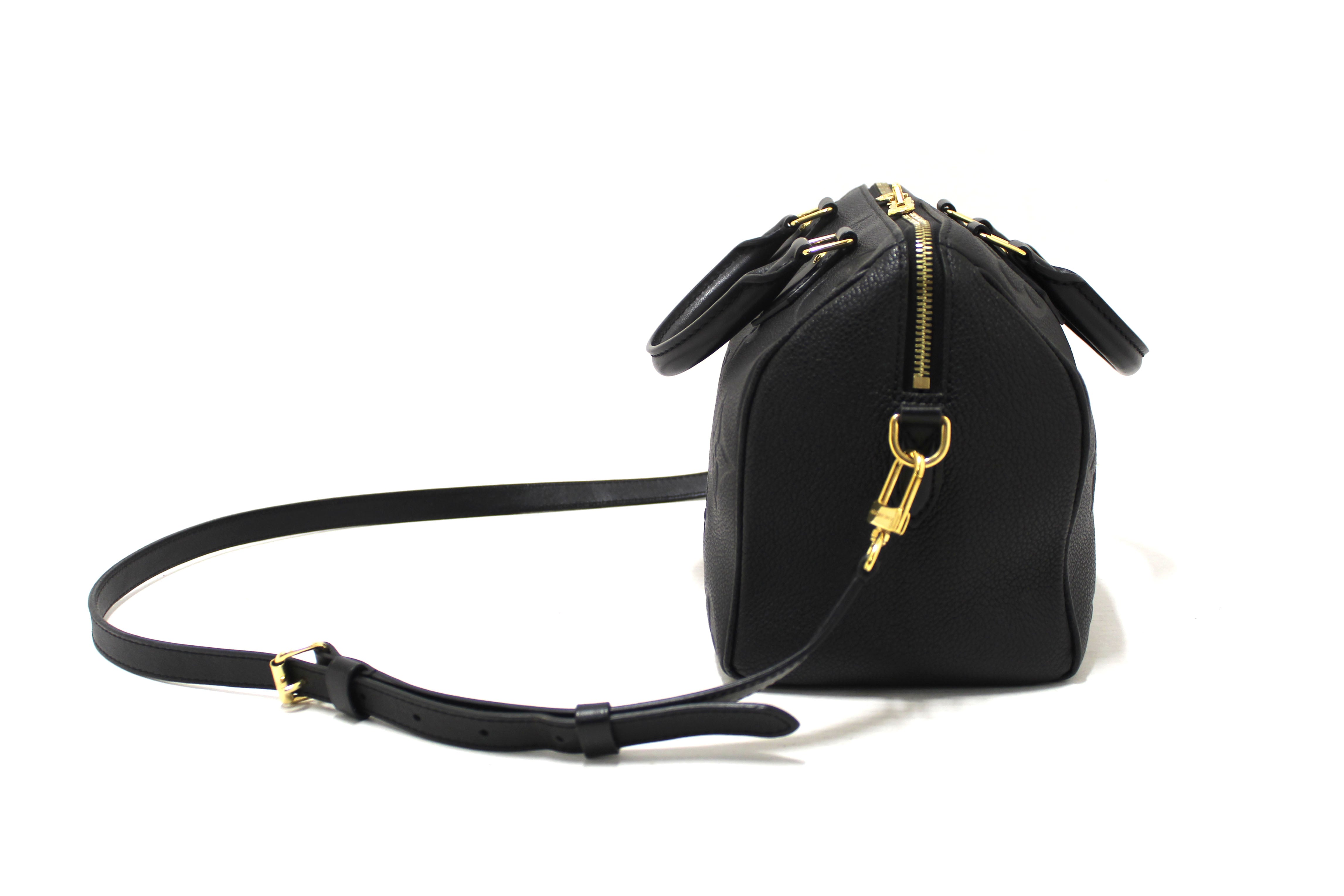 Authentic Louis Vuitton Black Empreinte Speedy 25 Bandouliere Crossbody Bag