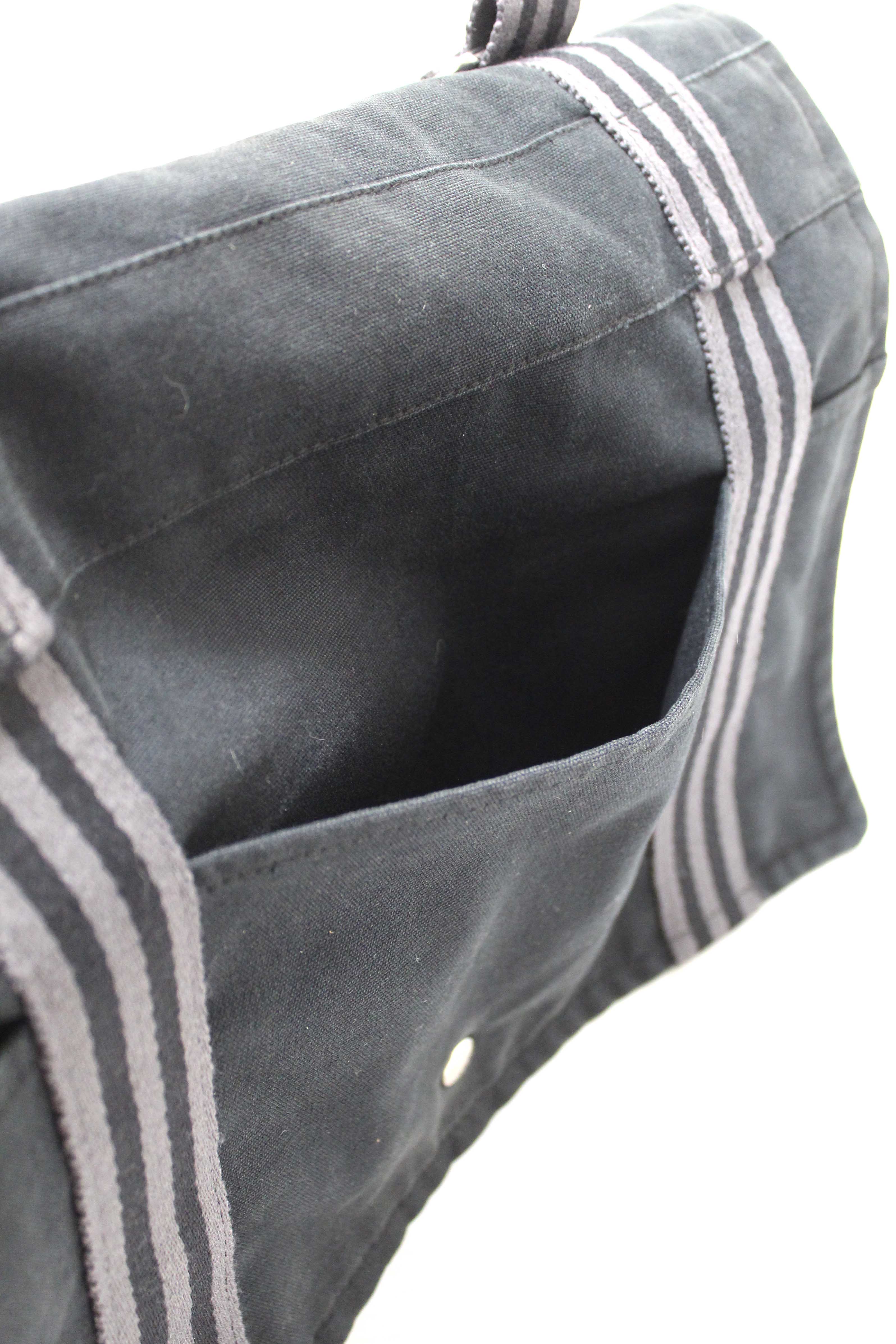Authentic Hermes Black Toile Fourre Tout Herline Messenger Bag