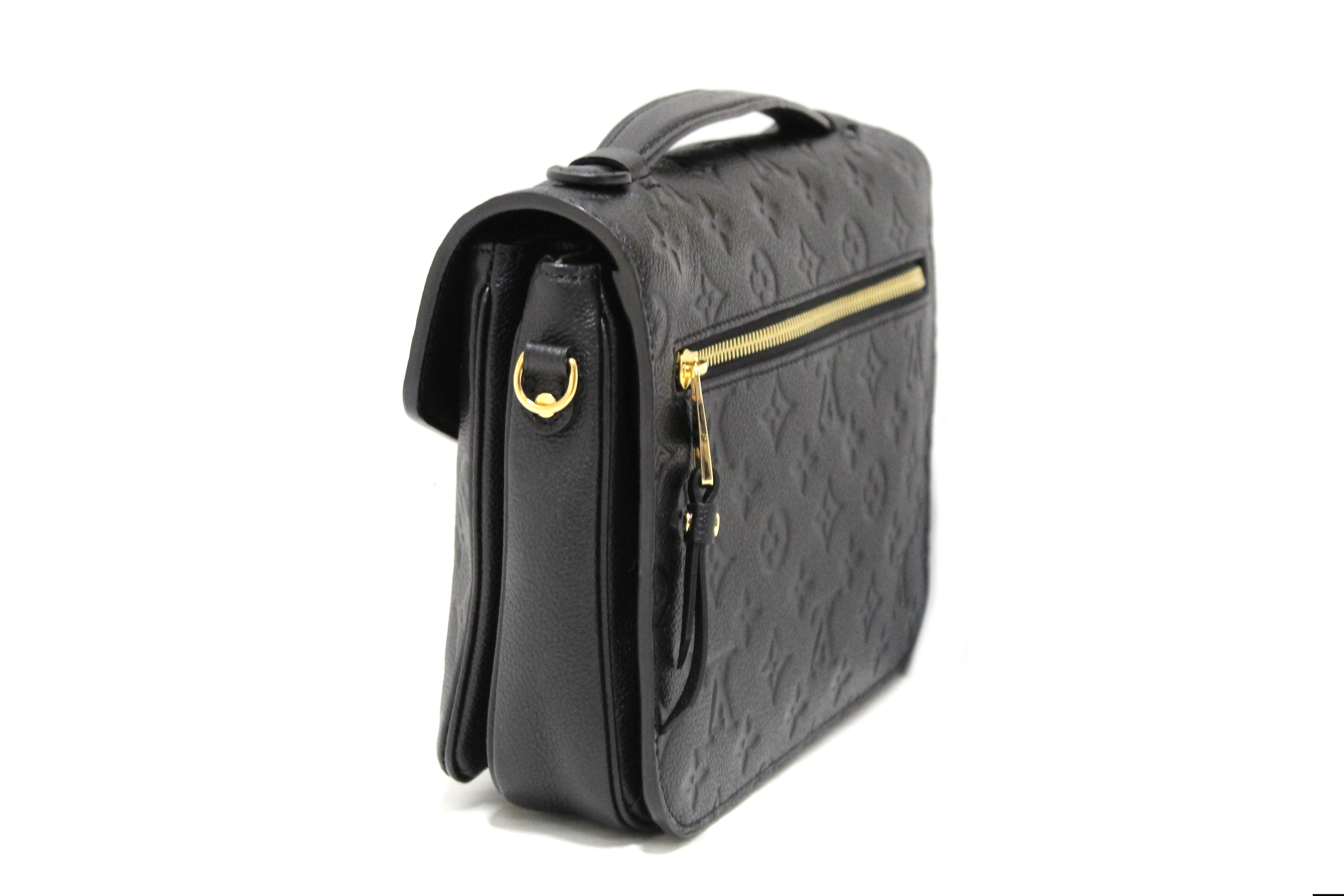 Authentic Louis Vuitton Black Monogram Empreinte Leather Metis Pochette Messenger Bag