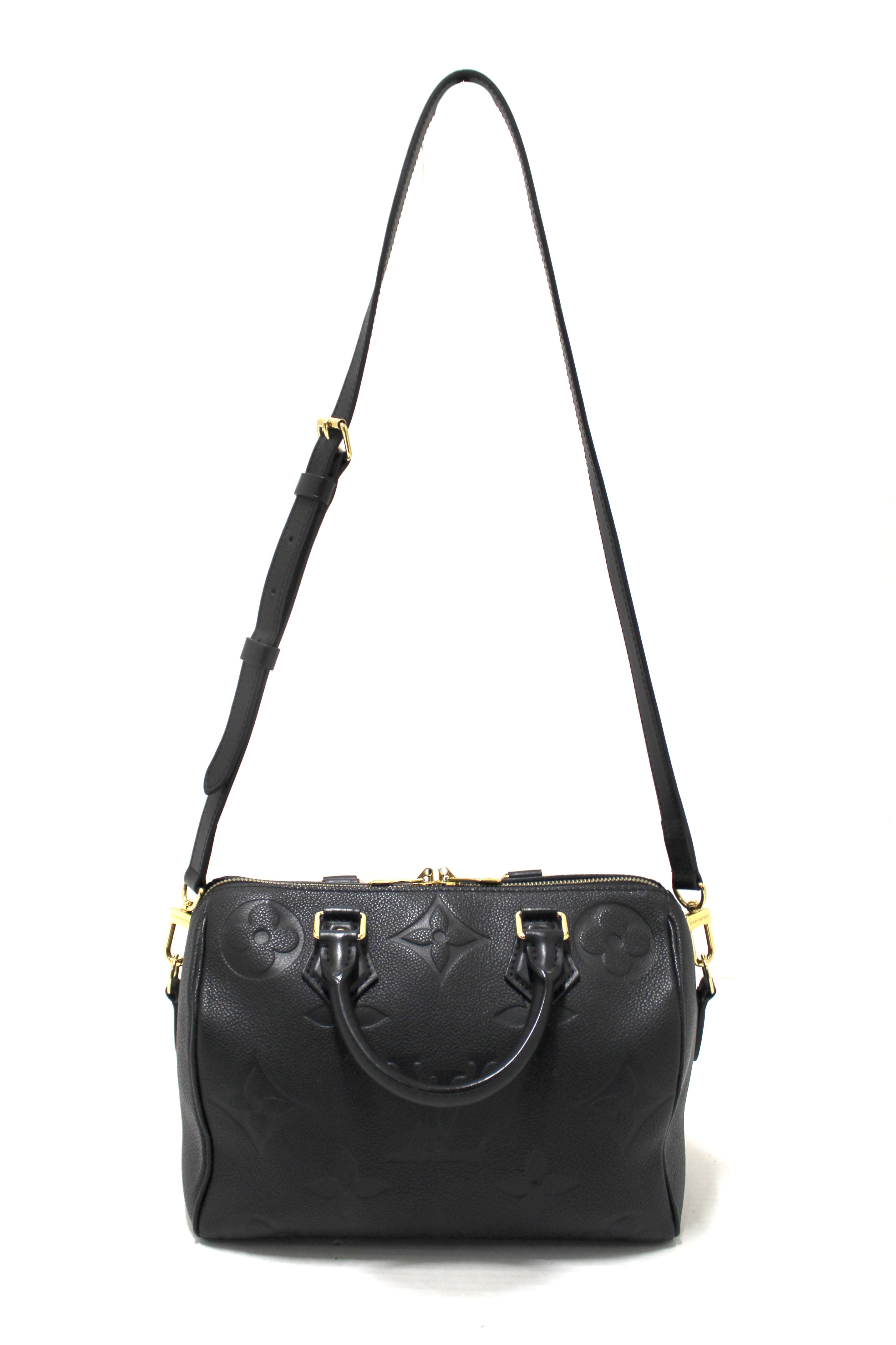 Authentic Louis Vuitton Black Empreinte Speedy 25 Bandouliere Crossbody Bag