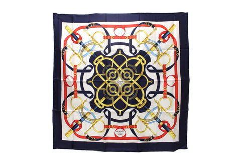Authentic Hermes Blue Eperon D'or Tellier Scarf 90cm