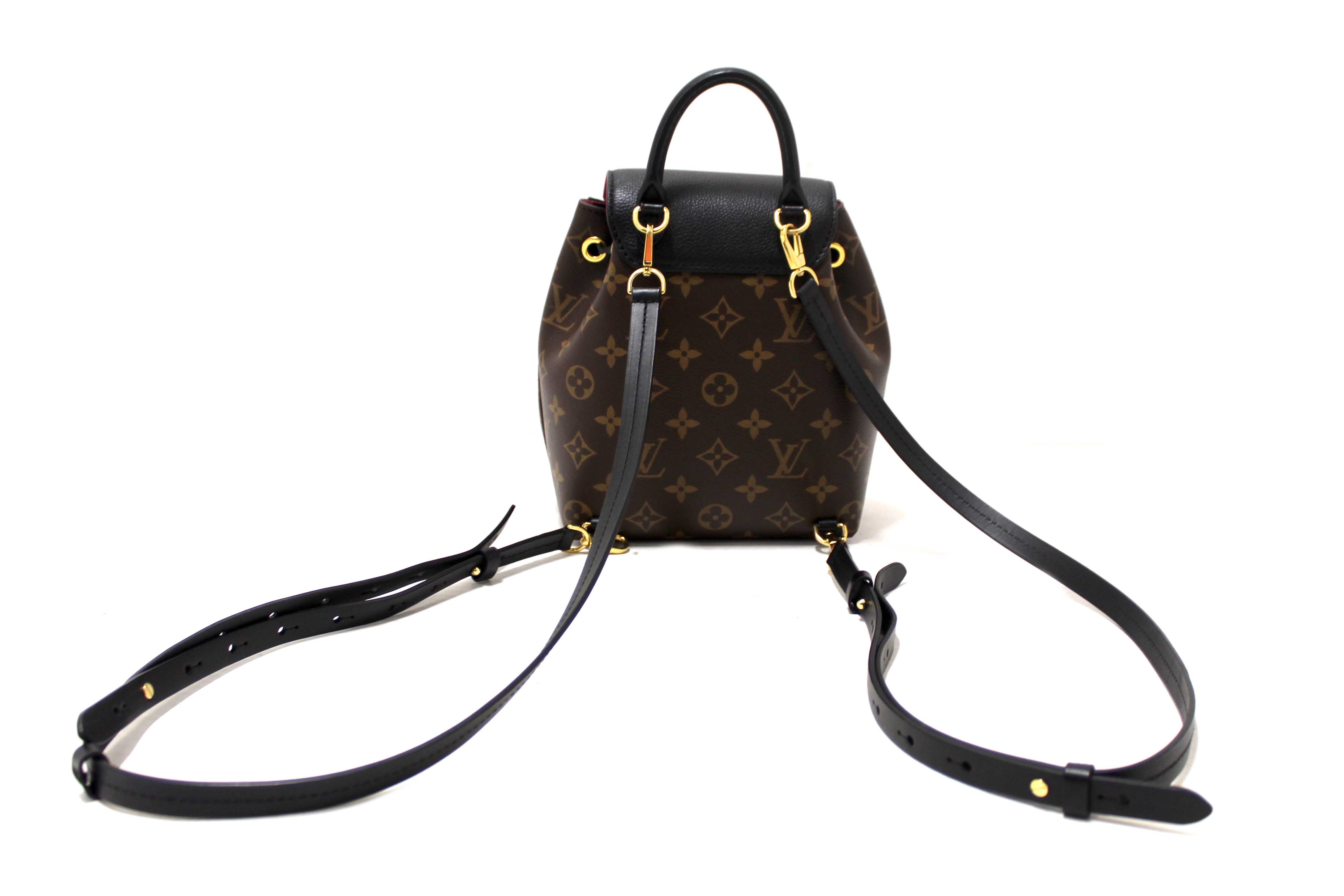 louis vuitton backpack with cloth straps Vintage Monogram Montsouris MM Brown crafted to perfection LOUIS VUITTON Montsouris BB Black