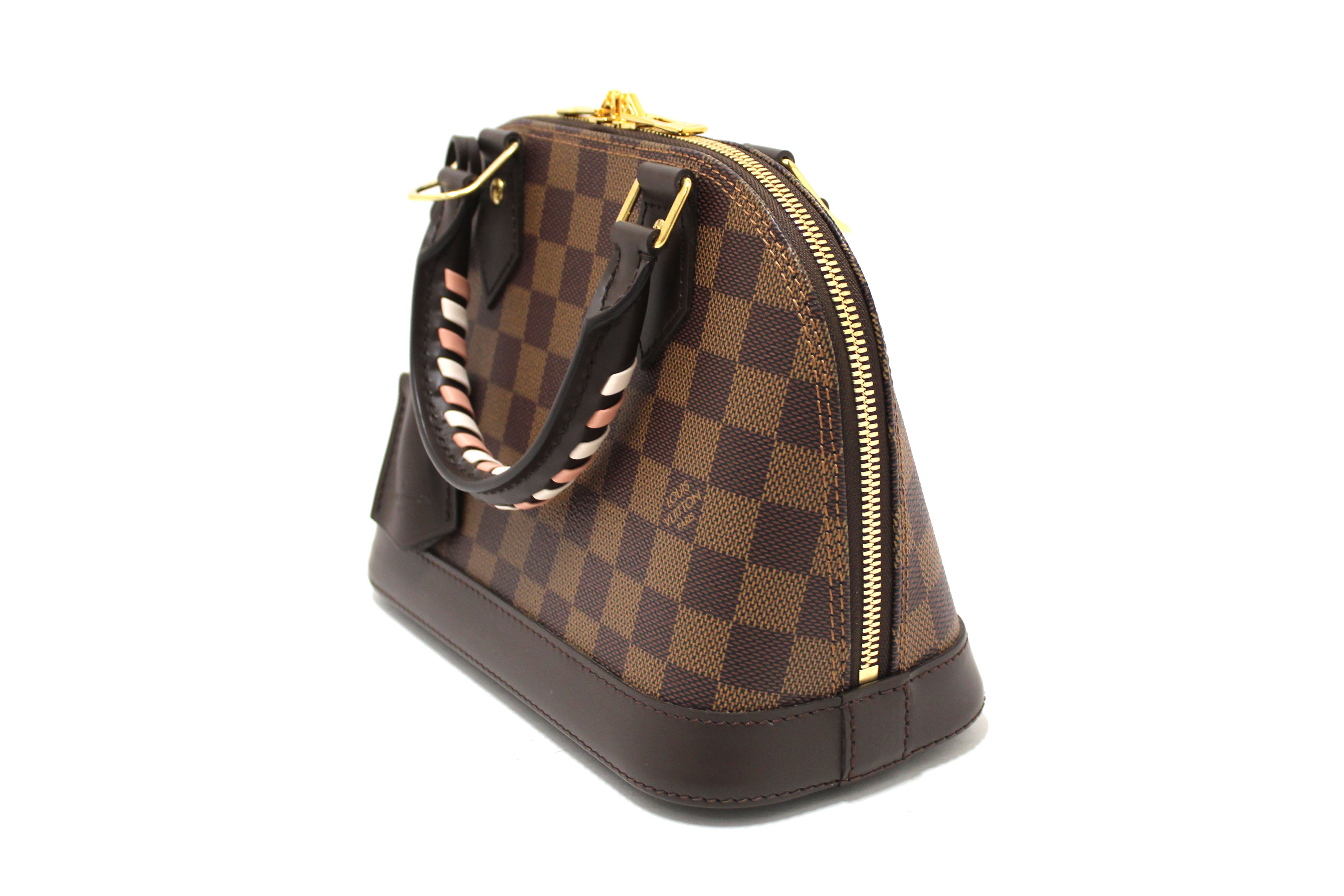 Authentic Louis Vuitton Damier Ebene Braided Alma BB Handbag