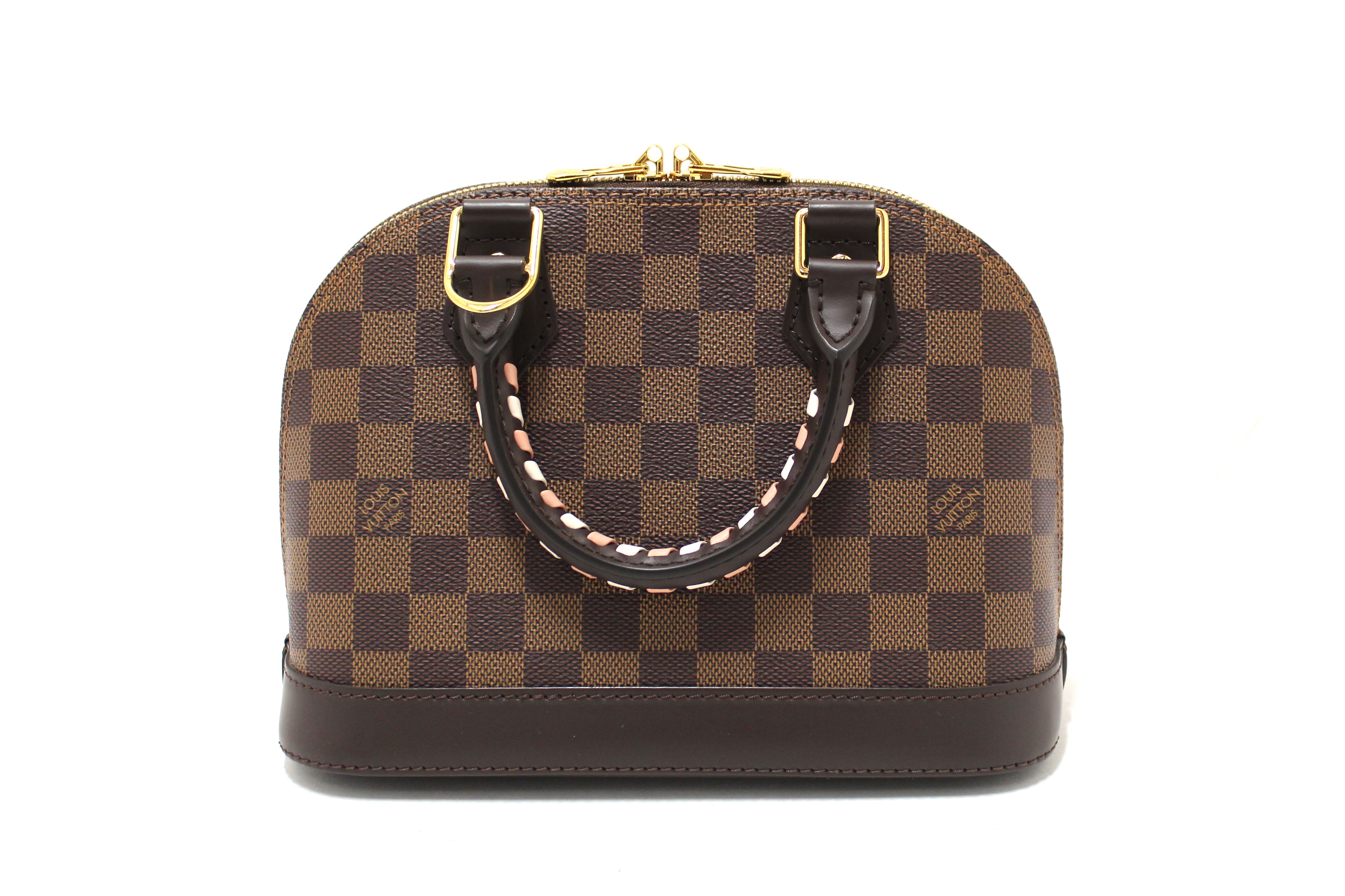 Authentic Louis Vuitton Damier Ebene Braided Alma BB Handbag