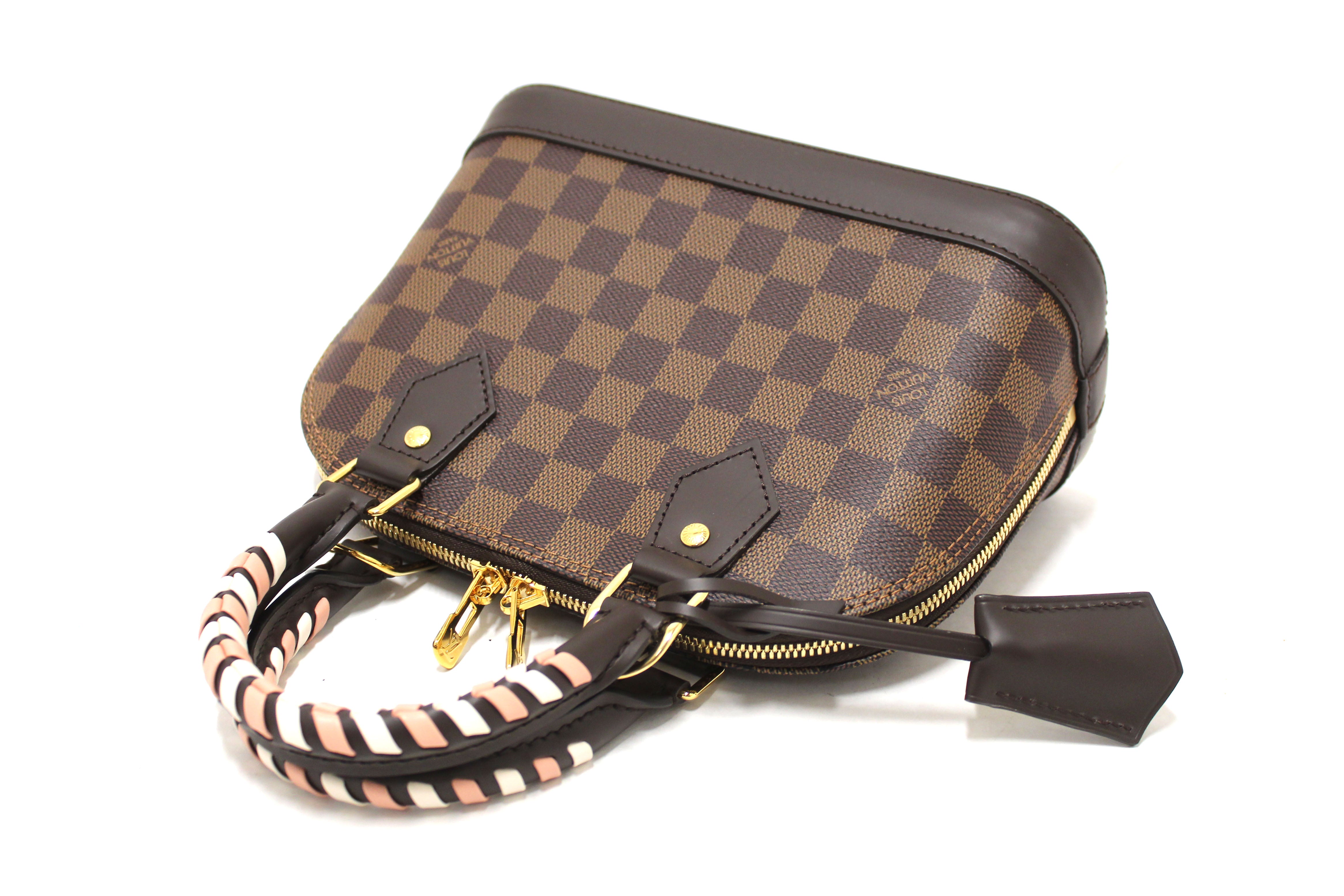 Authentic Louis Vuitton Damier Ebene Braided Alma BB Handbag