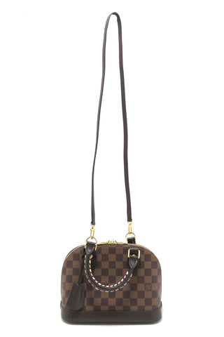 Authentic Louis Vuitton Damier Ebene Braided Alma BB Handbag