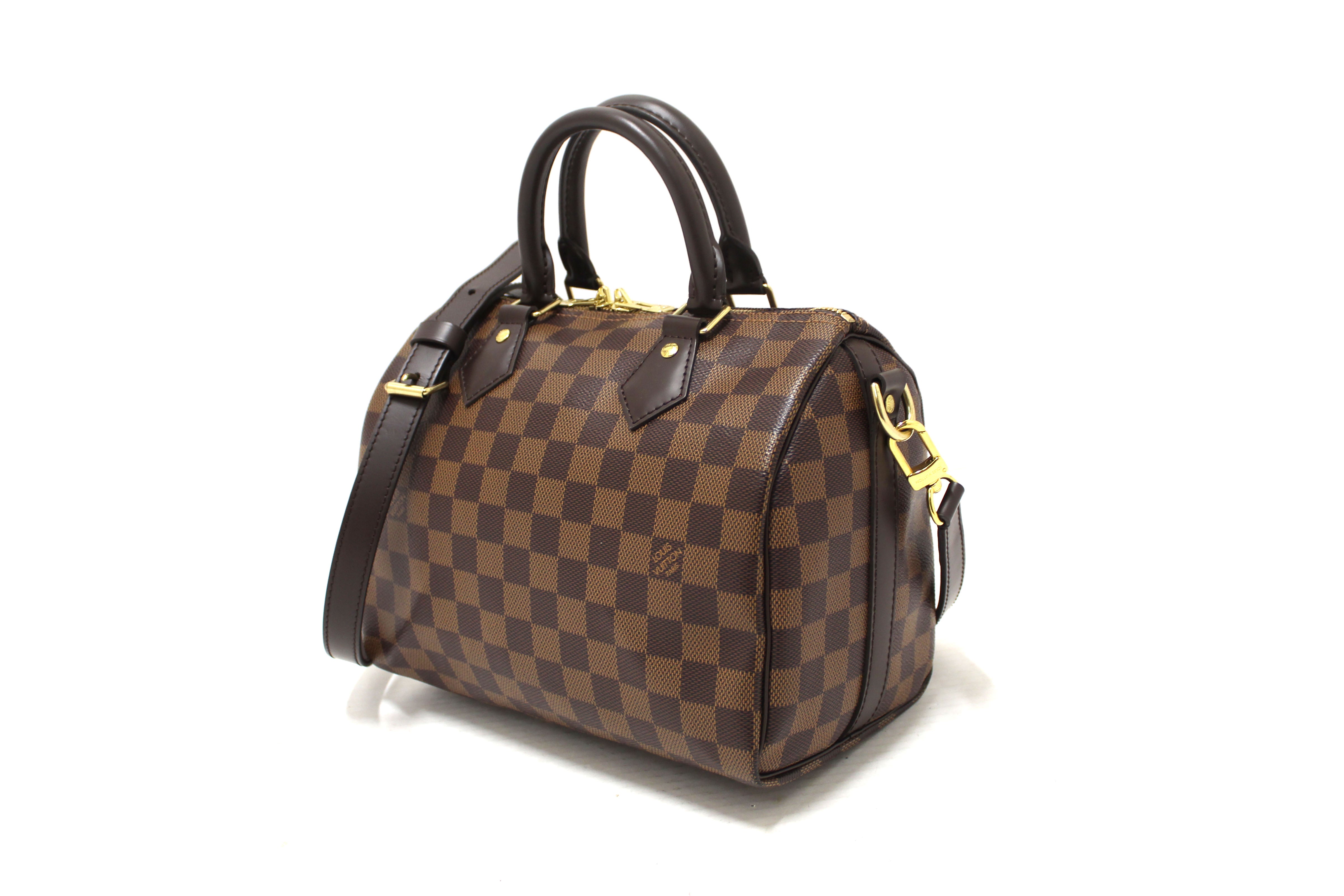 Authentic Louis Vuitton Damier Ebene Speedy 25 Bandouliere Bag