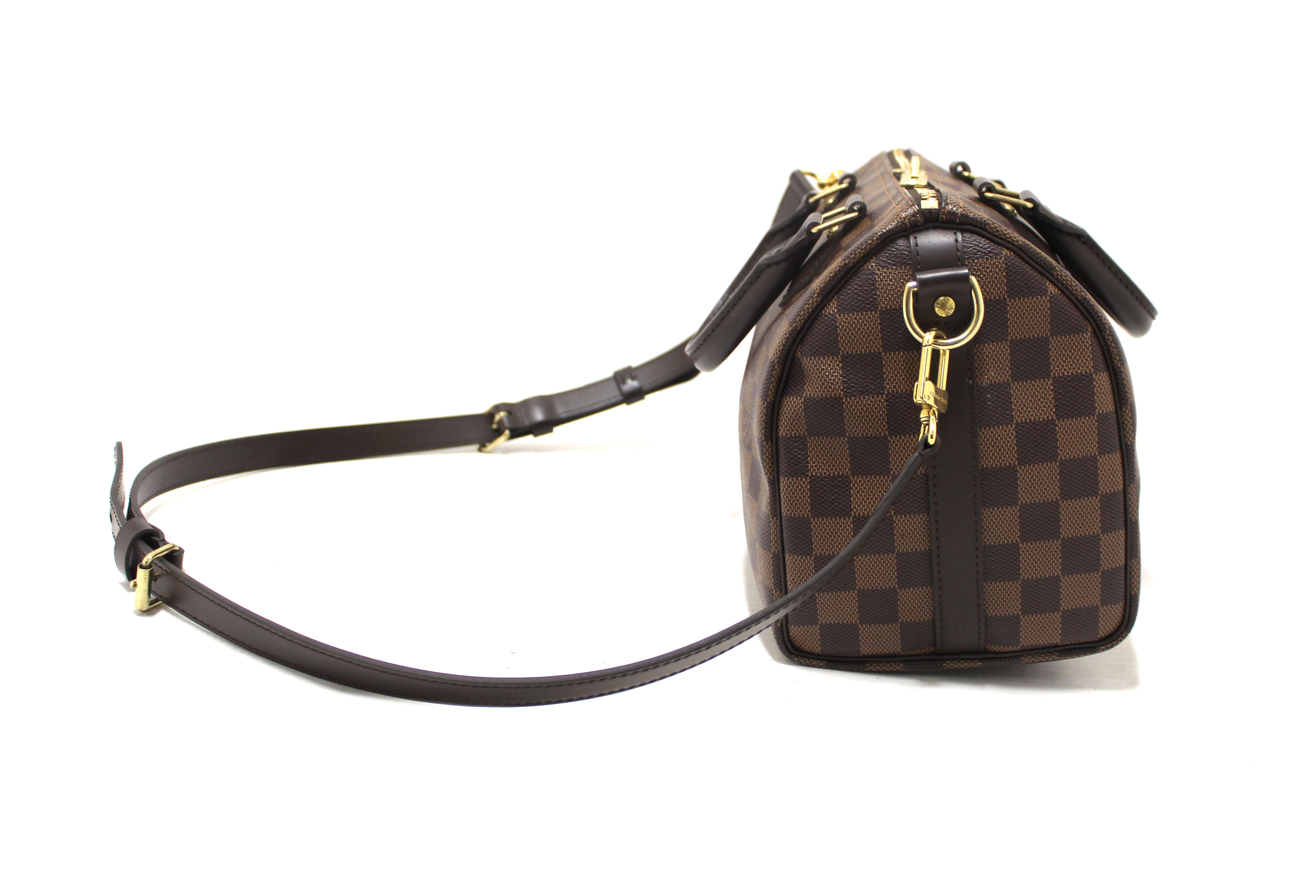 Authentic Louis Vuitton Damier Ebene Speedy 25 Bandouliere Bag
