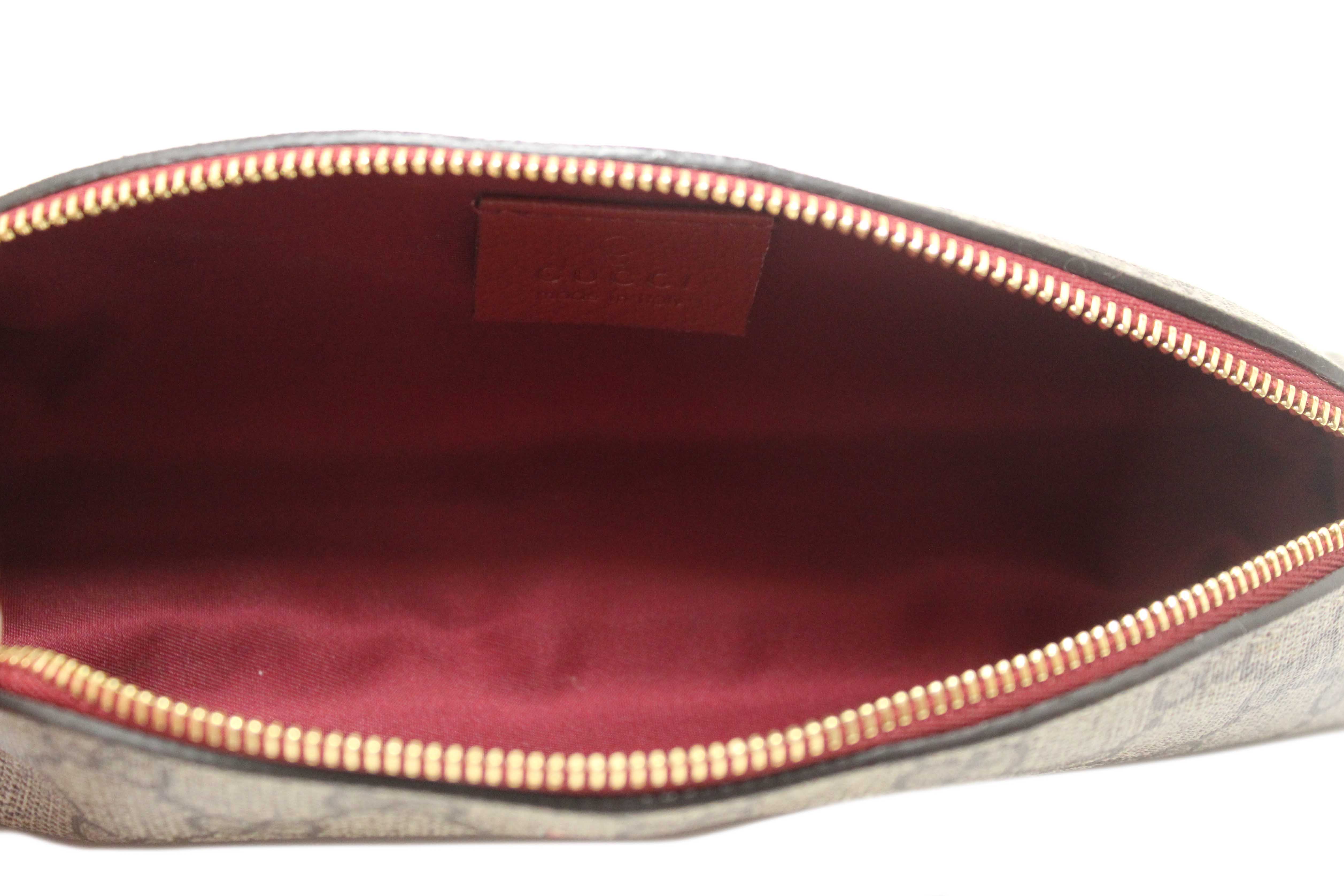 Authentic Gucci GG Supreme Monogram Cat Pencil Case Pouch