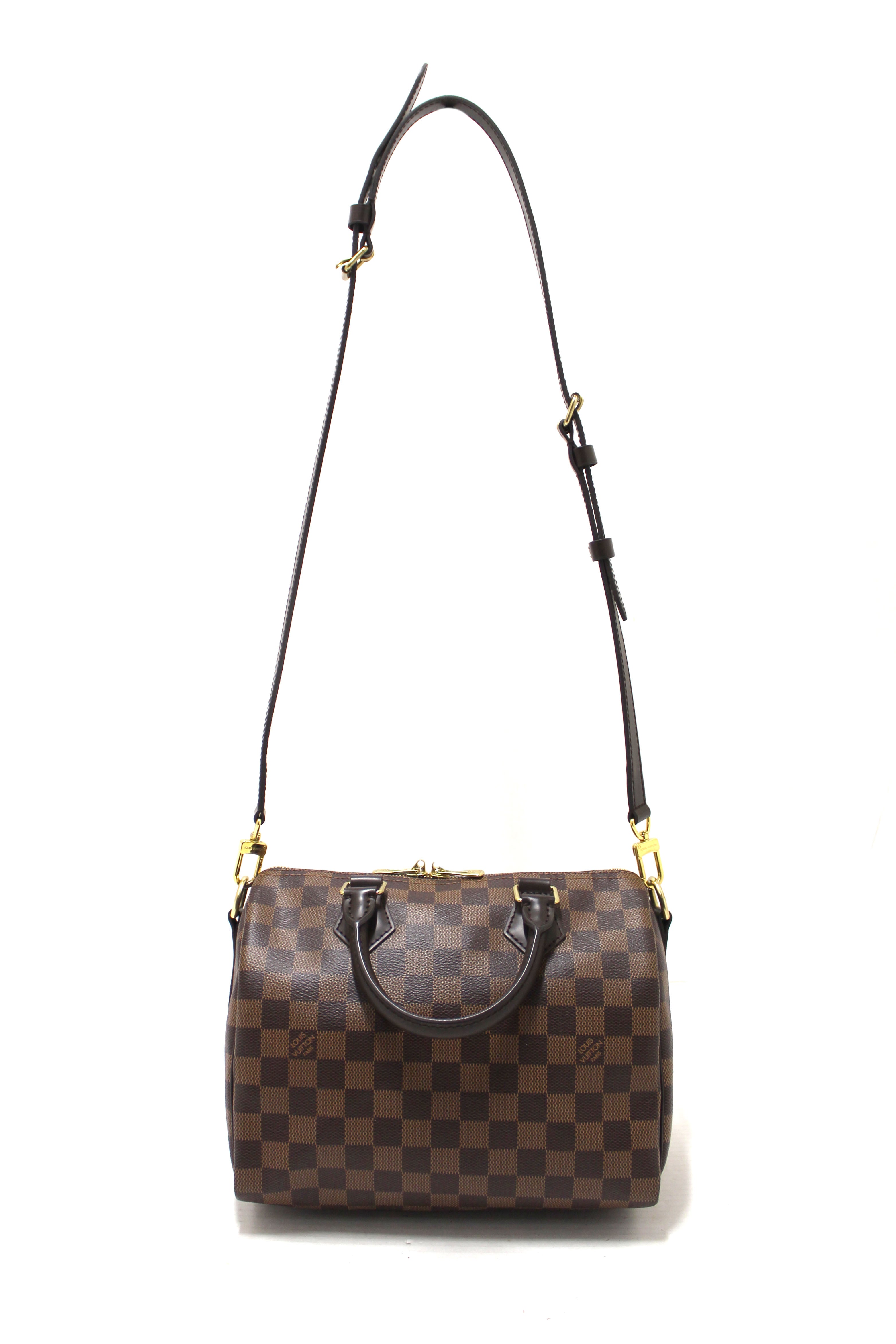 Authentic Louis Vuitton Damier Ebene Speedy 25 Bandouliere Bag