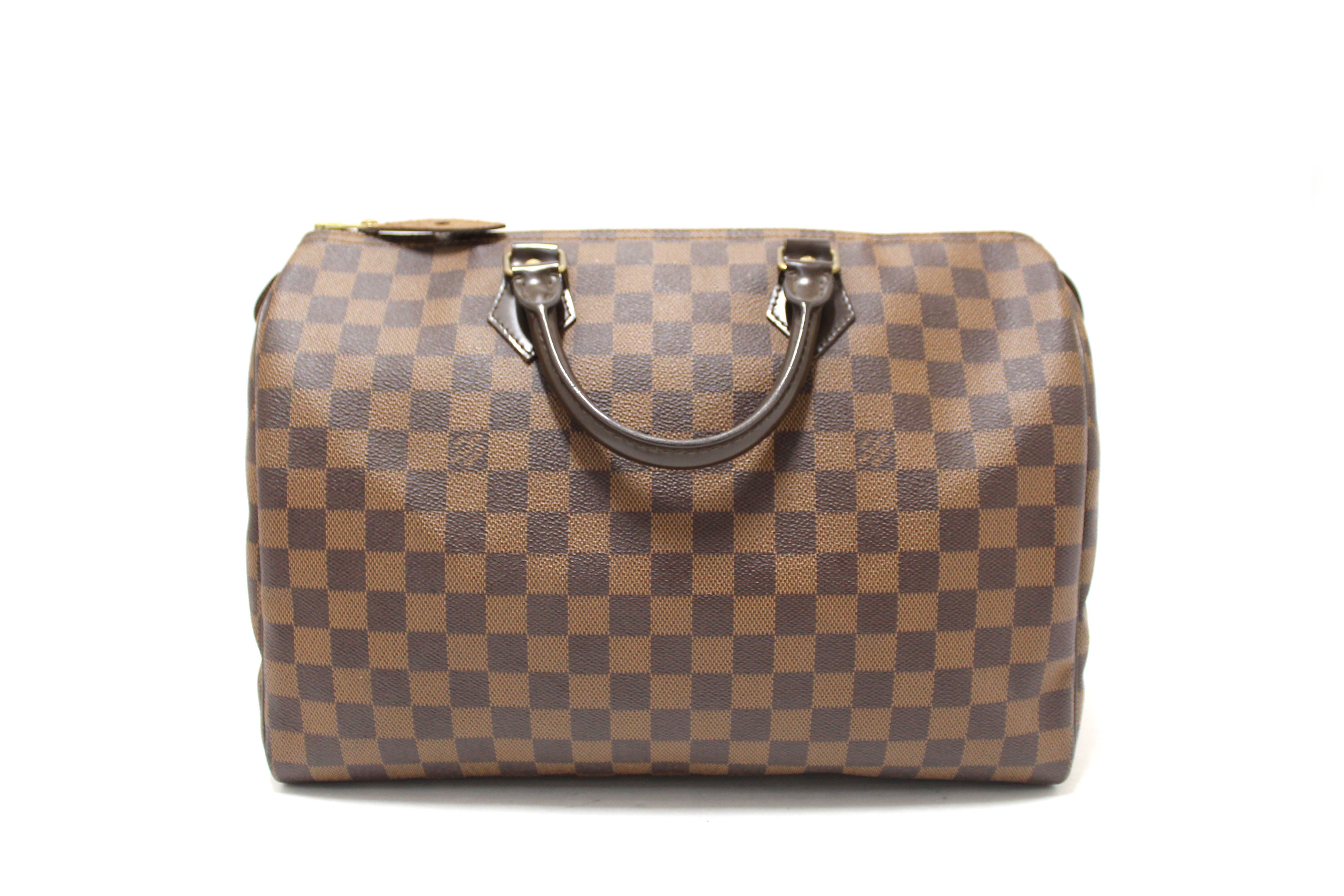 Authentic Louis Vuitton Damier Ebene Canvas Speedy 35 Handbag