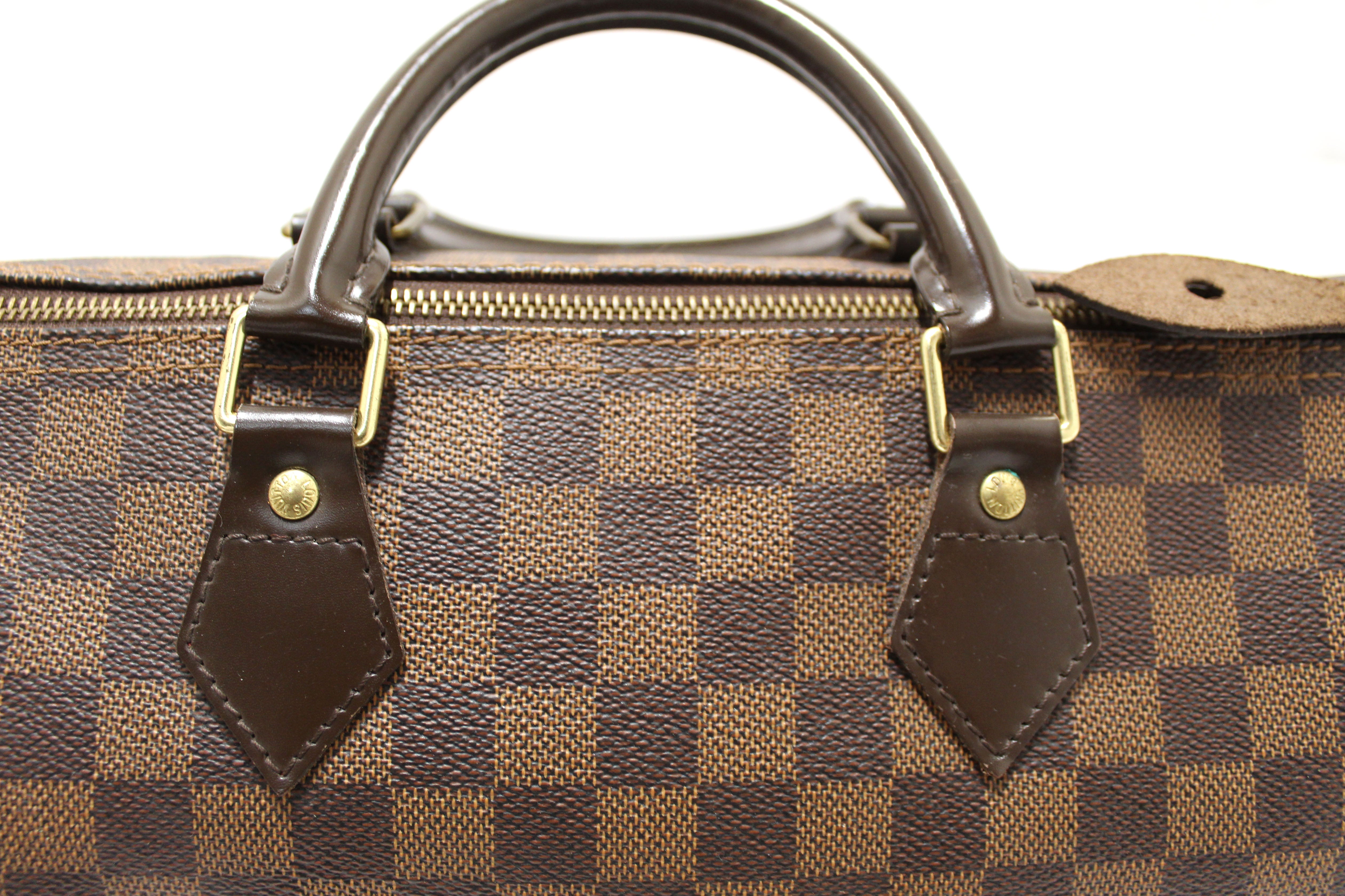 Authentic Louis Vuitton Damier Ebene Canvas Speedy 35 Handbag