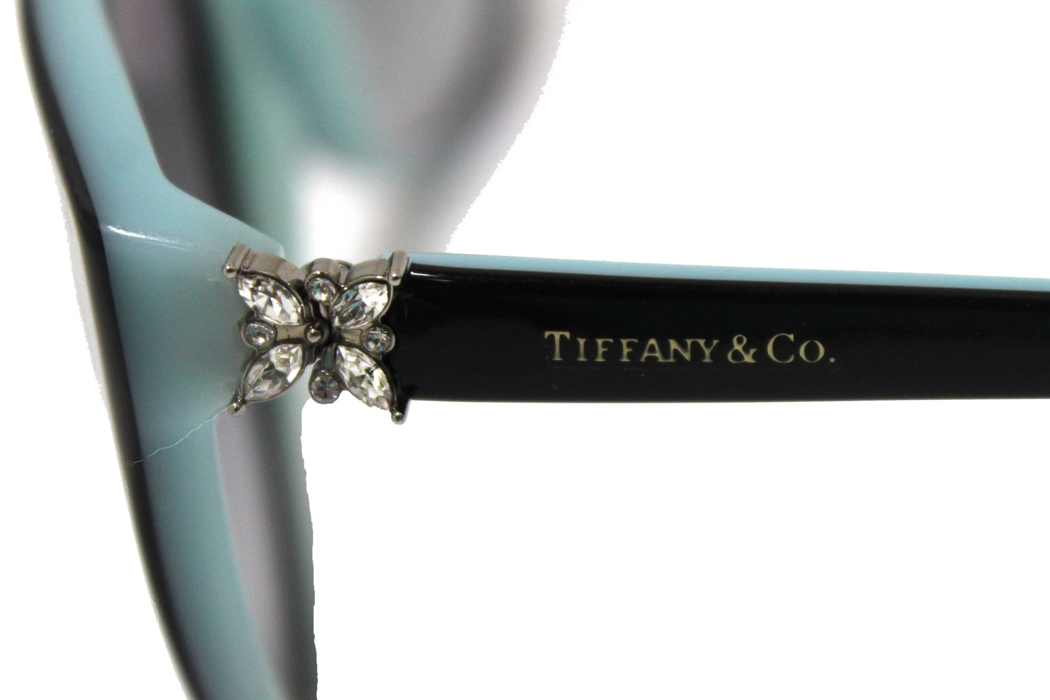 Authentic Tiffany & Co. Black/Blue Sunglasses with Swarovski Crystal Accents TF4089