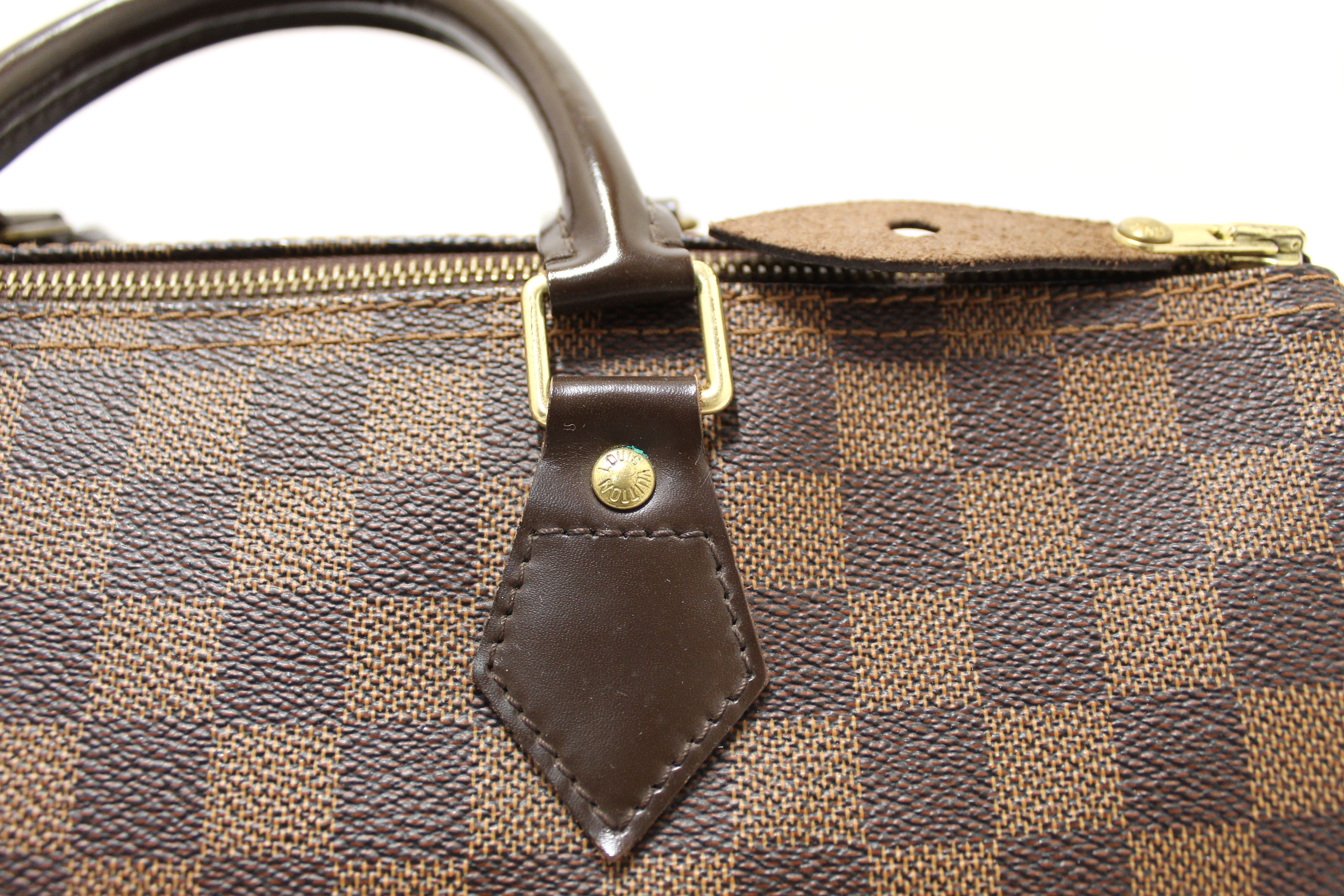 Authentic Louis Vuitton Damier Ebene Canvas Speedy 35 Handbag