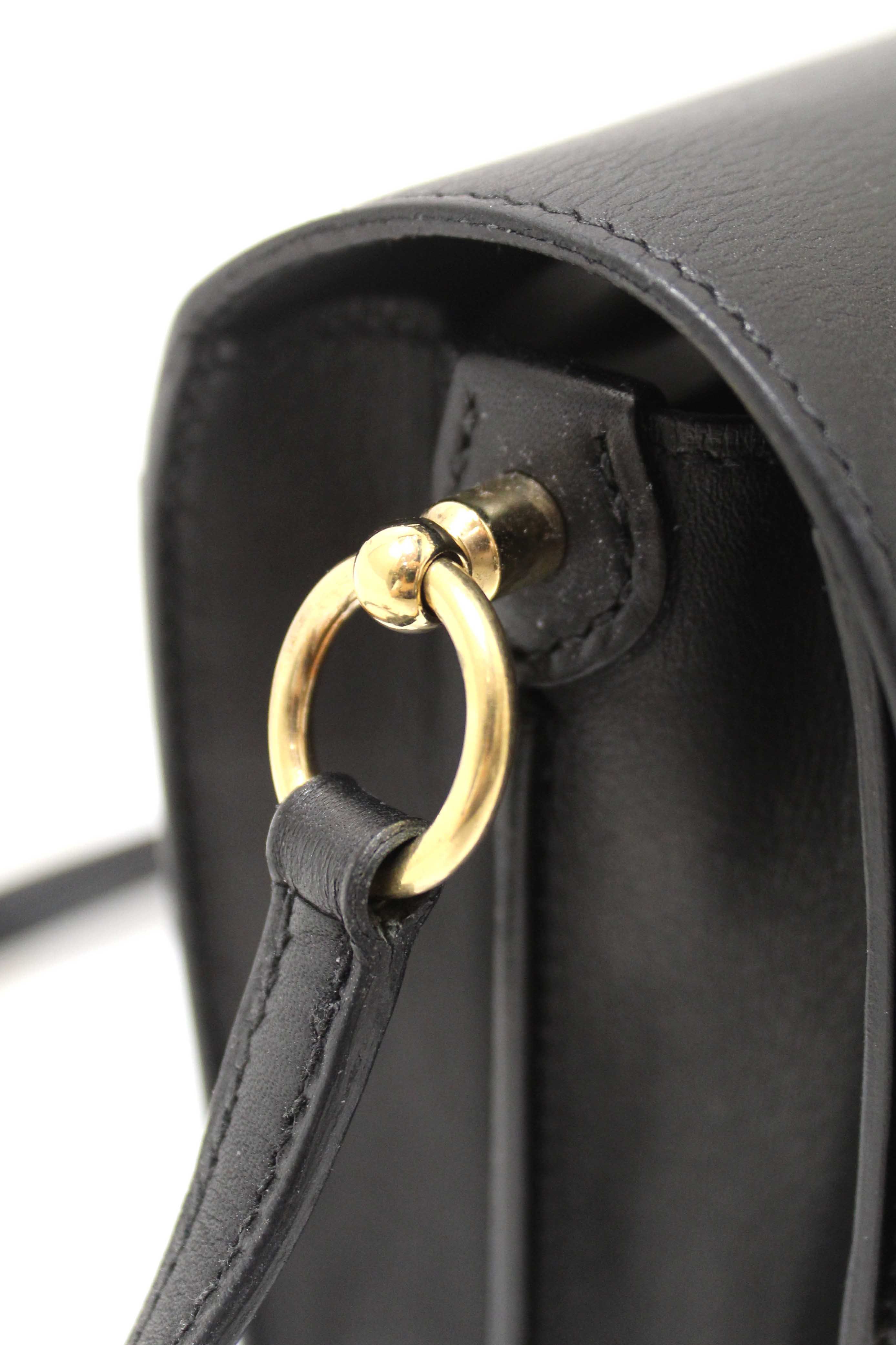 Authentic Hermes Black Evercolor Calfskin Leather Roulis Mini Bag