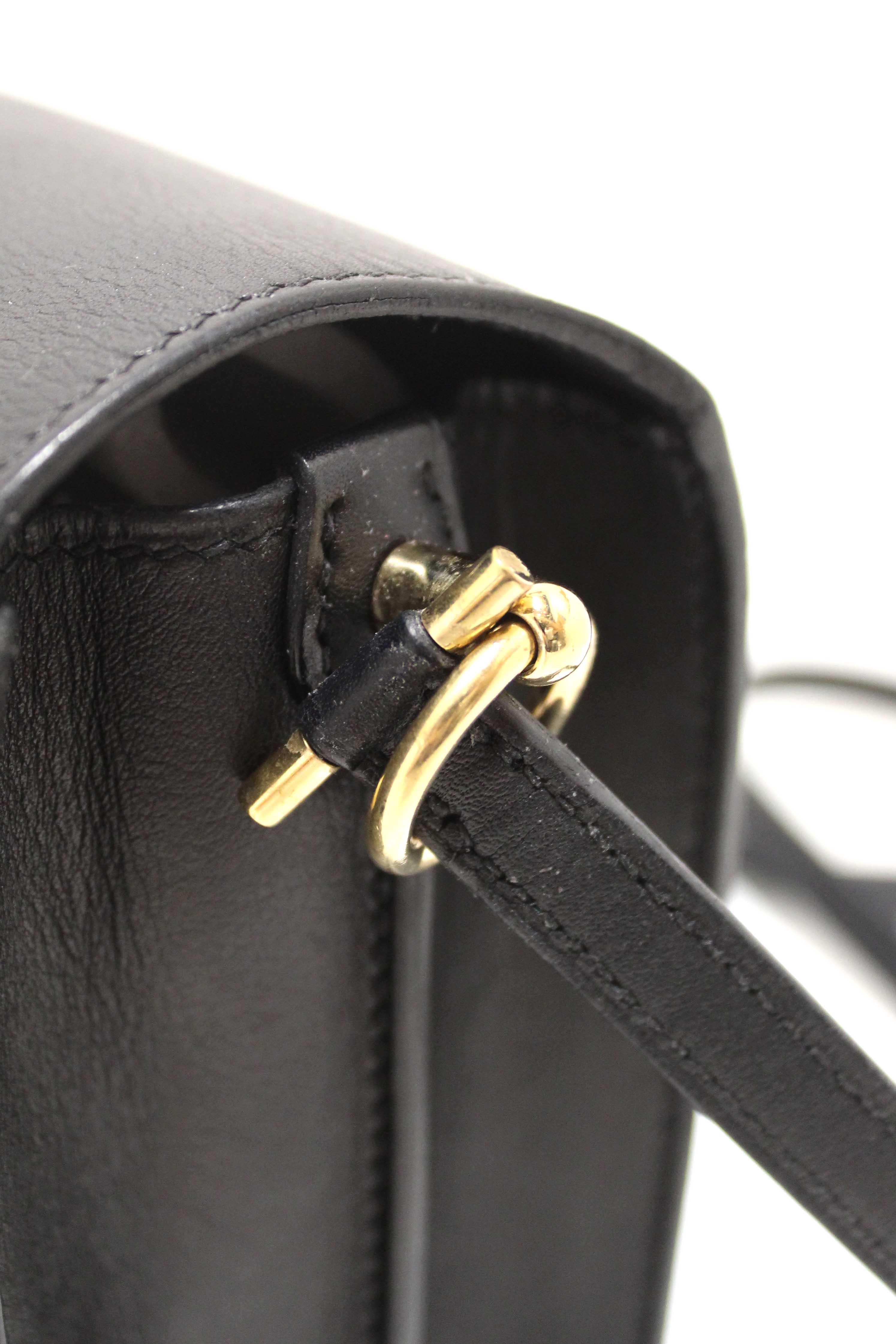 Authentic Hermes Black Evercolor Calfskin Leather Roulis Mini Bag