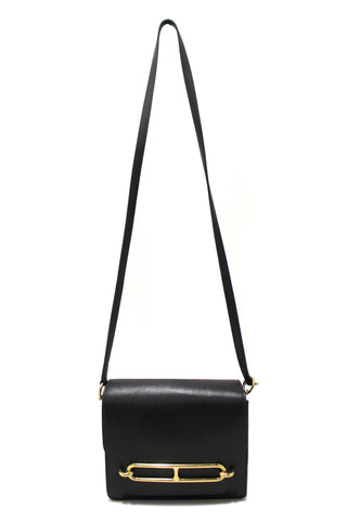 Authentic Hermes Black Evercolor Calfskin Leather Roulis Mini Bag