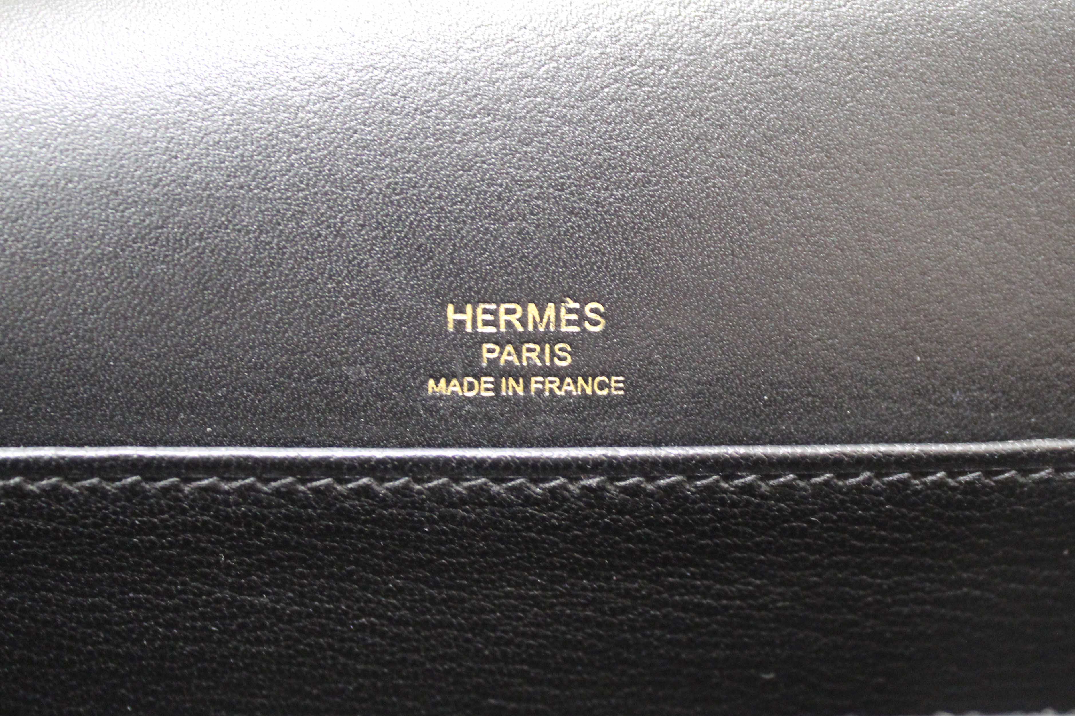 Authentic Hermes Black Evercolor Calfskin Leather Roulis Mini Bag