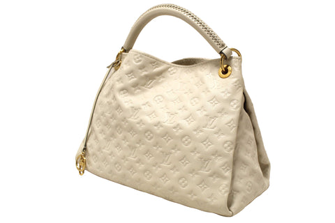 Authentic Louis Vuitton White Monogram Empreinte Leather Artsy MM Hobo Bag