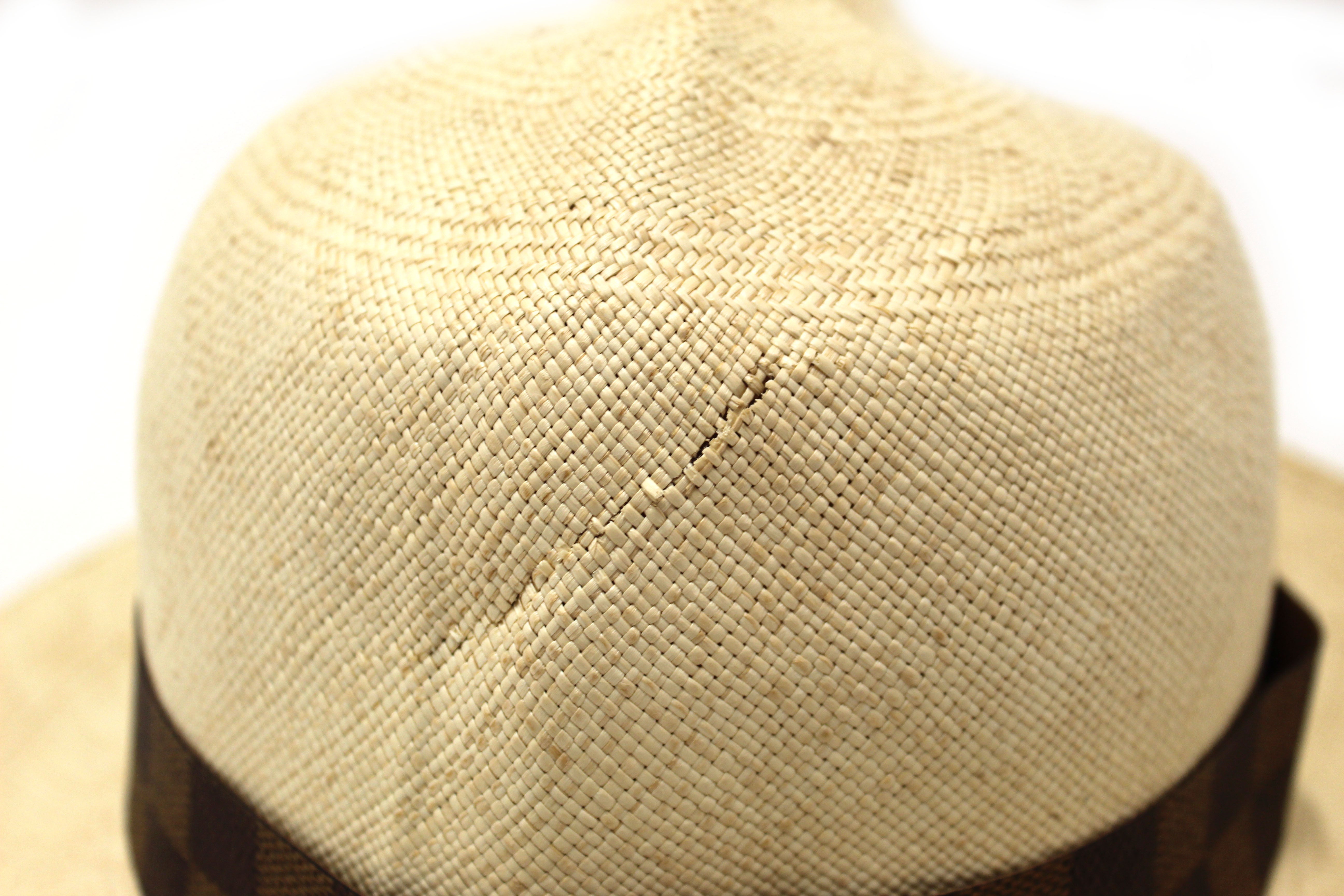 Authentic Louis Vuitton Vintage Golf Cup 1999 Hawaii Beige Straw Panama-Style Hat