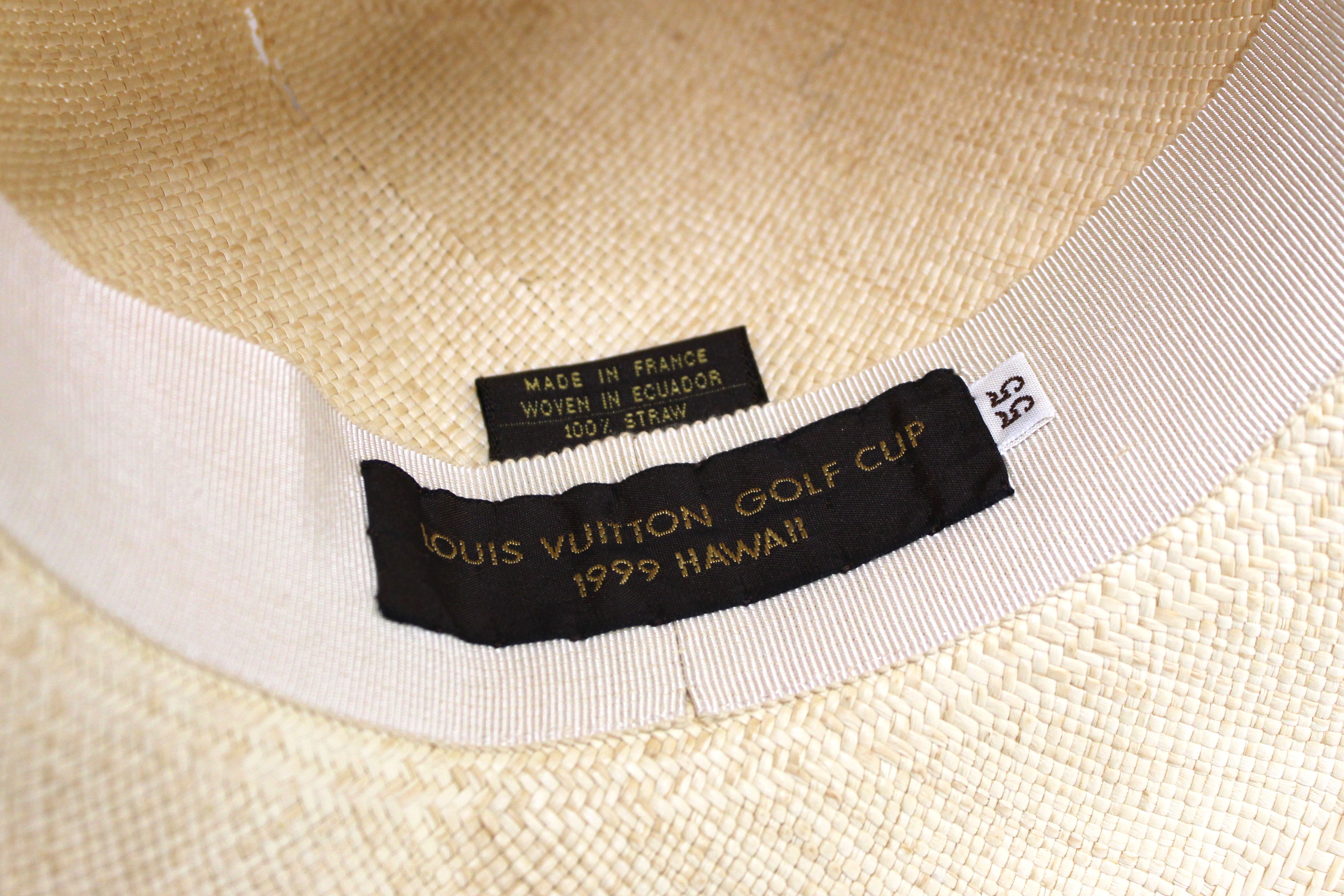 Authentic Louis Vuitton Vintage Golf Cup 1999 Hawaii Beige Straw Panama-Style Hat