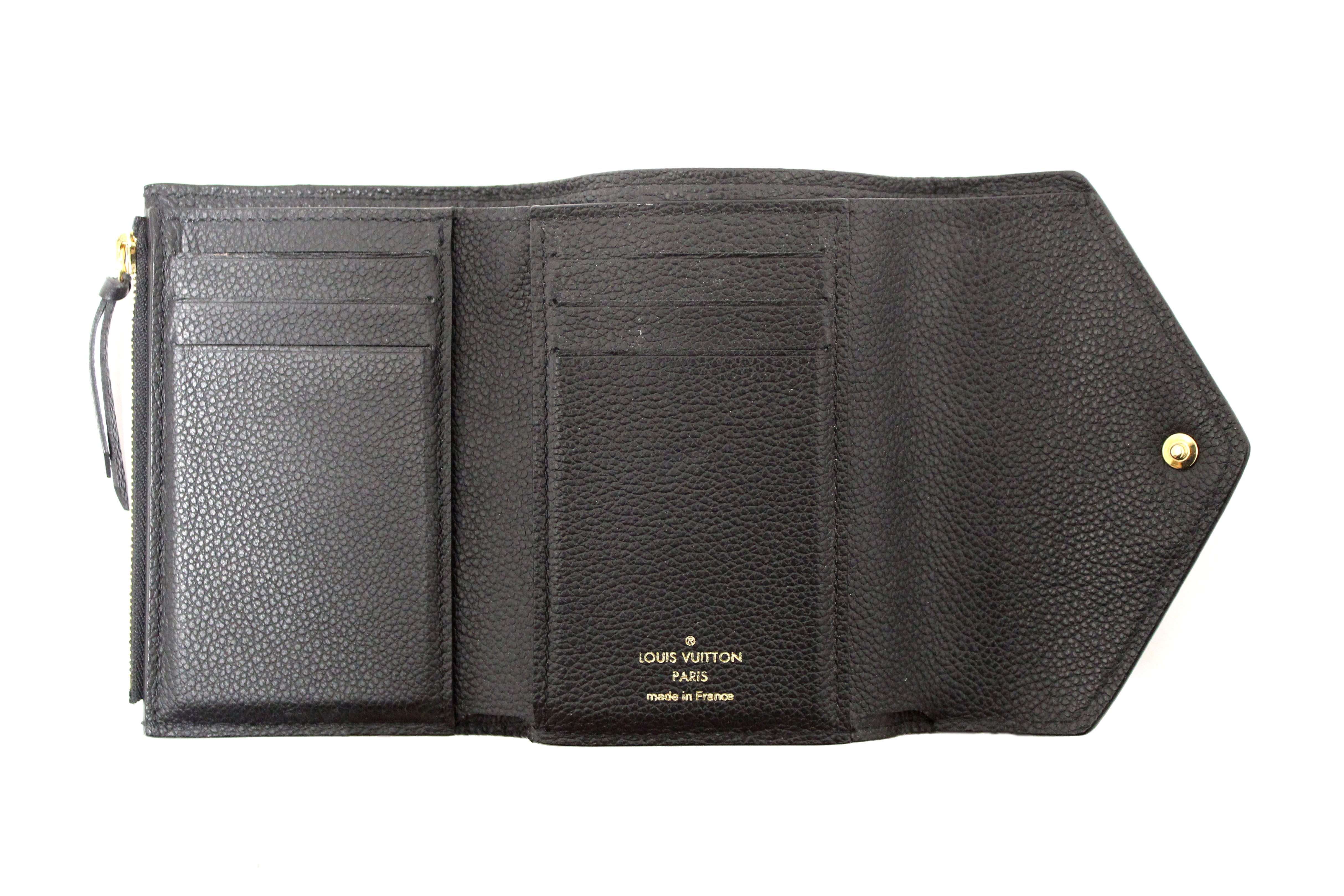 Authentic Louis Vuitton Black Monogram Empreinte Leather Victorine Wallet