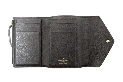 Authentic Louis Vuitton Black Monogram Empreinte Leather Victorine Wallet