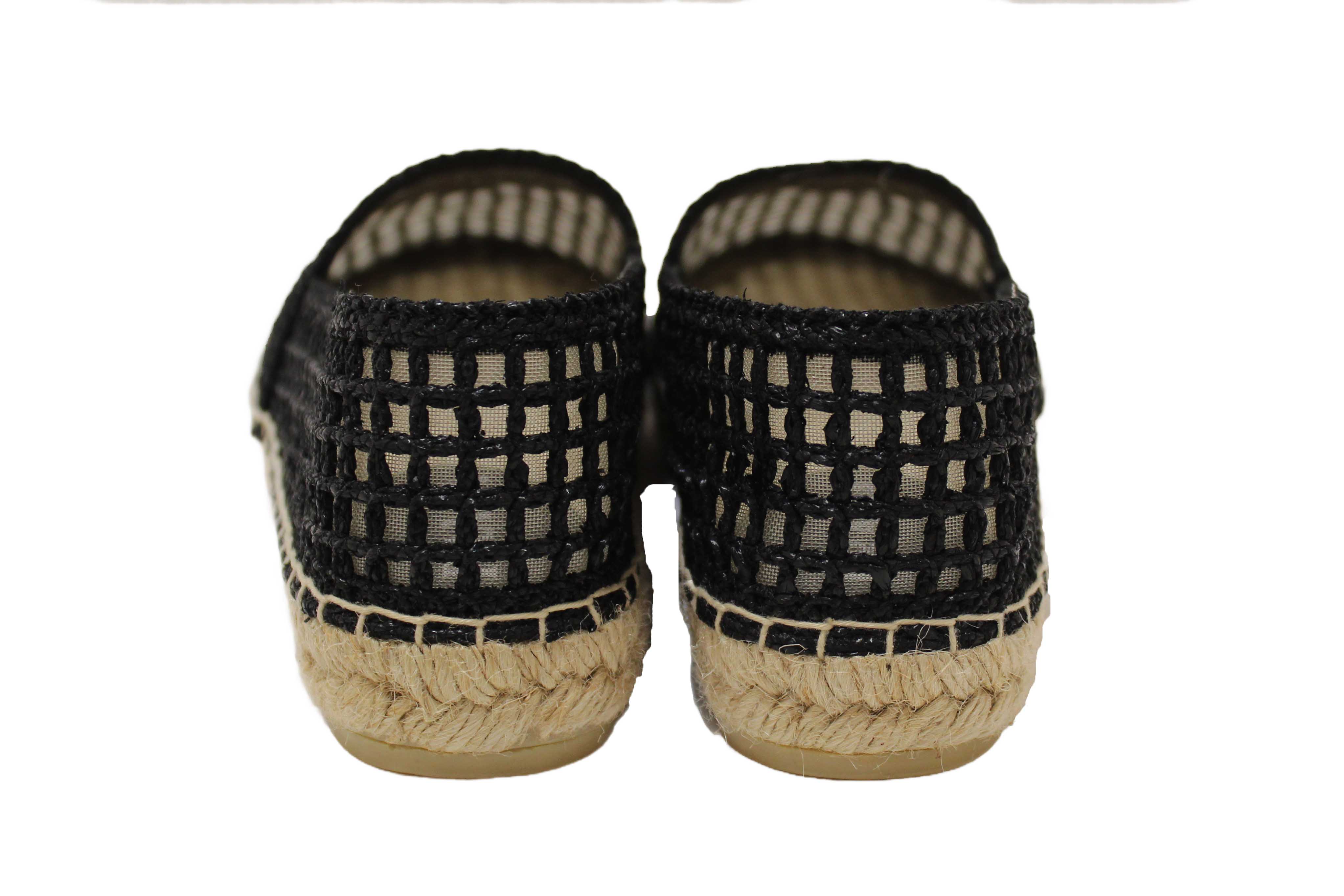 Authentic NEW Prada Black Crochet Espadrilles Shoes Size 38