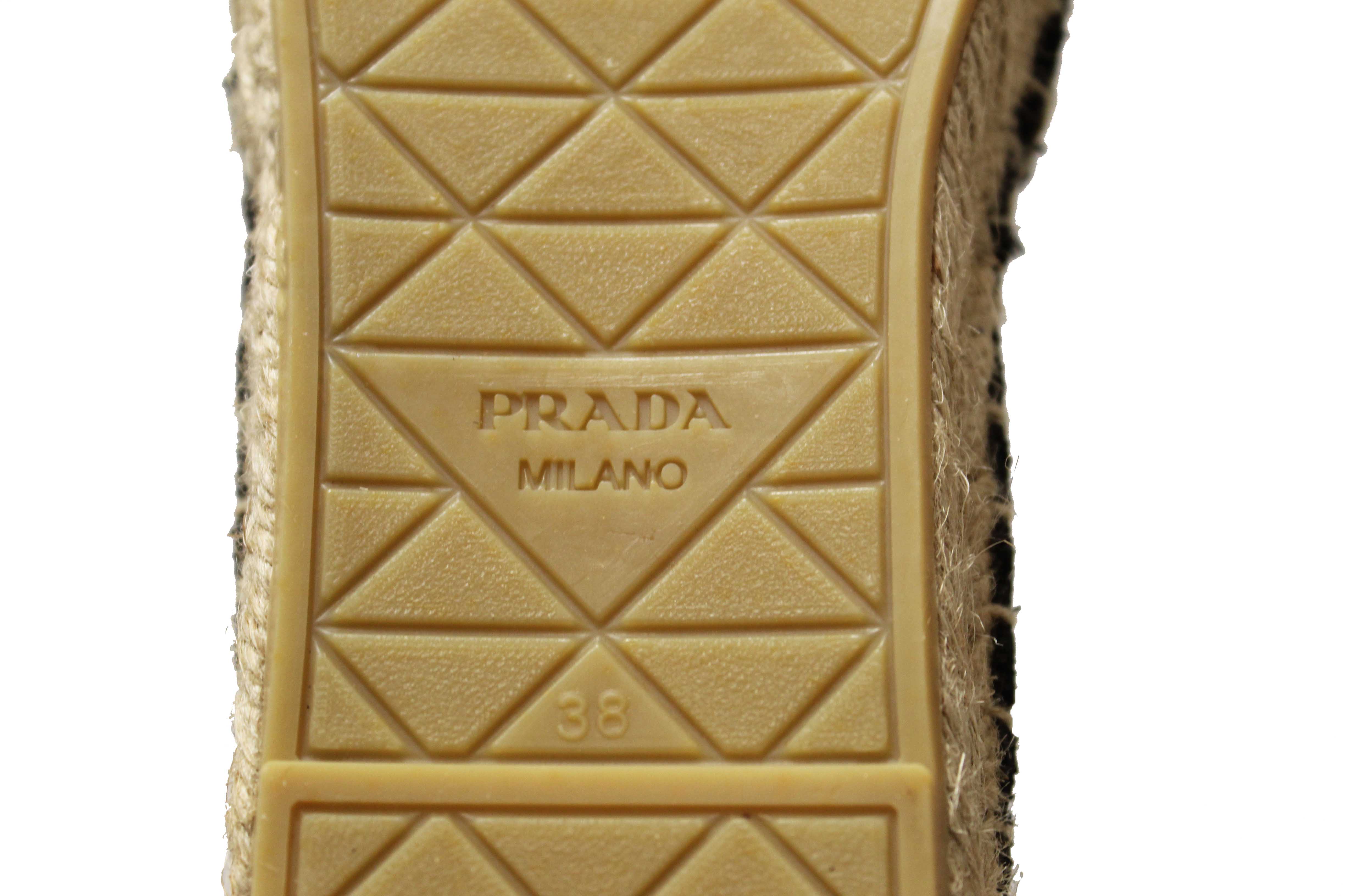 Authentic NEW Prada Black Crochet Espadrilles Shoes Size 38