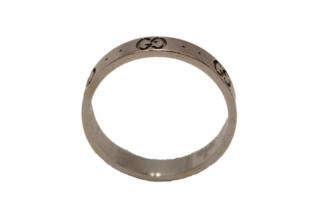 Authentic Gucci 18K White Gold Icon Thin Ring Size 20