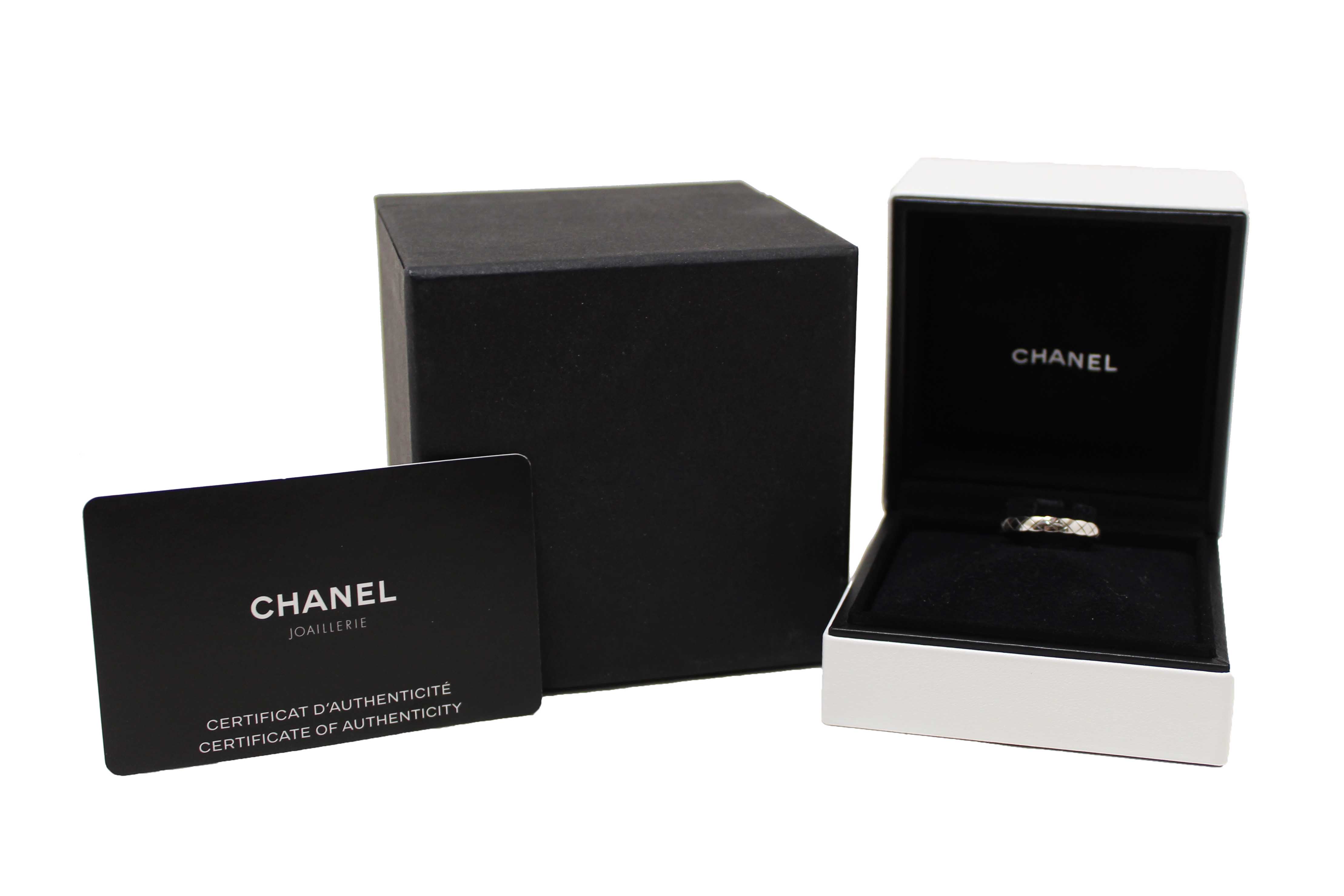 Authentic Chanel 18K White Gold Mini Coco Crush Ring 58 8.5