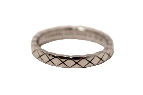 Authentic Chanel 18K White Gold Mini Coco Crush Ring 58 8.5